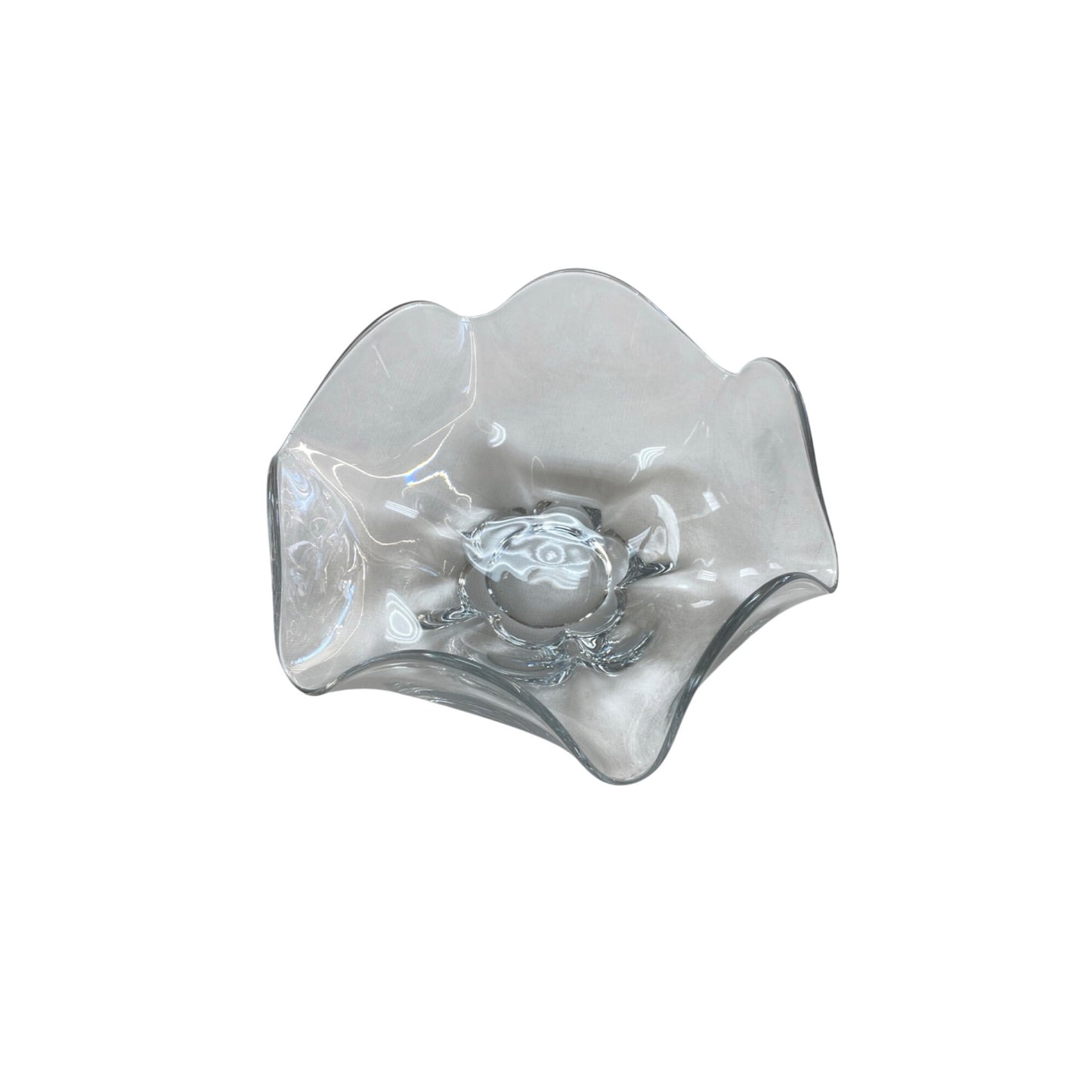 Vintage Heavy Clear Pinched Bowl