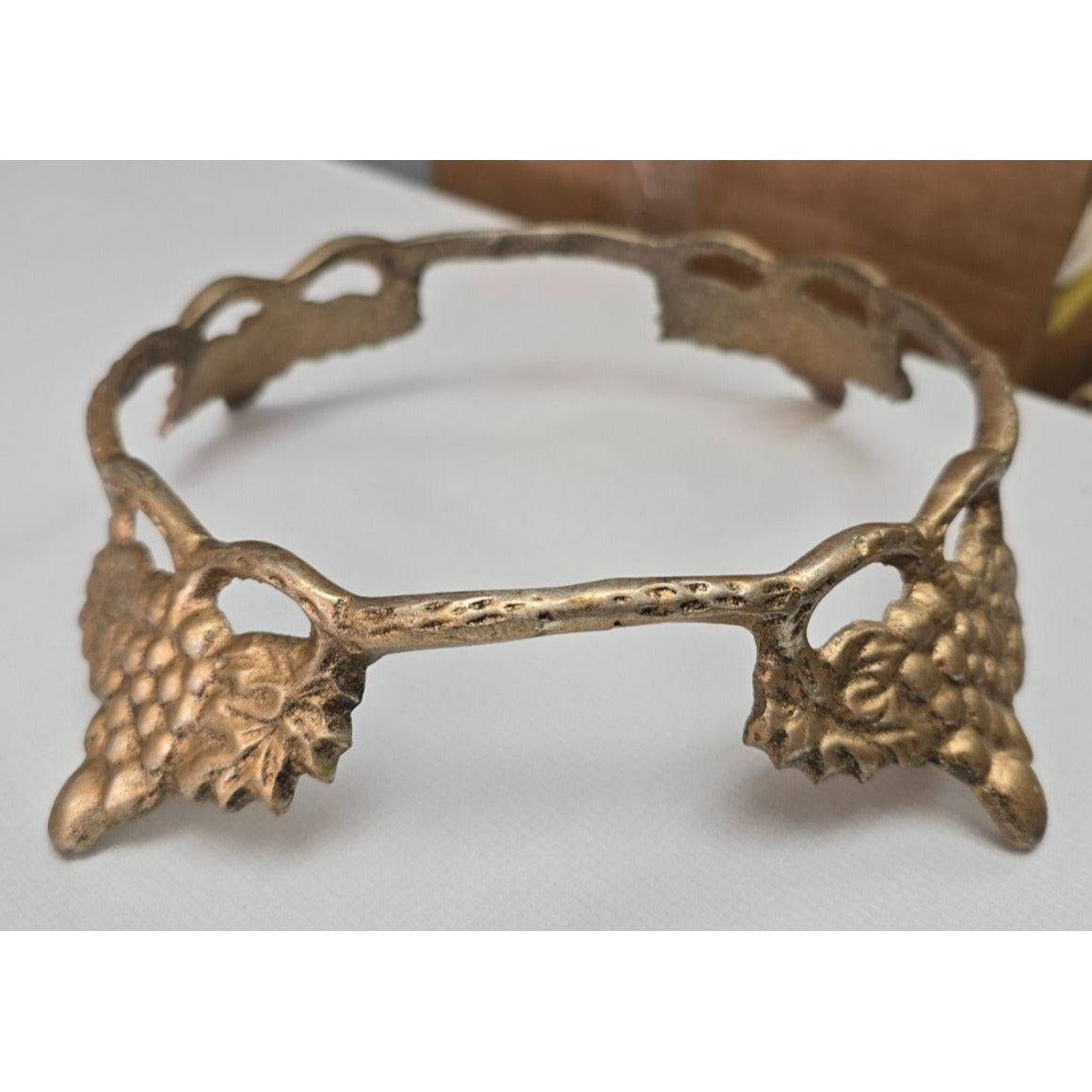 Vintage Grape Leaf Brass Centerpiece Stand with Bowl