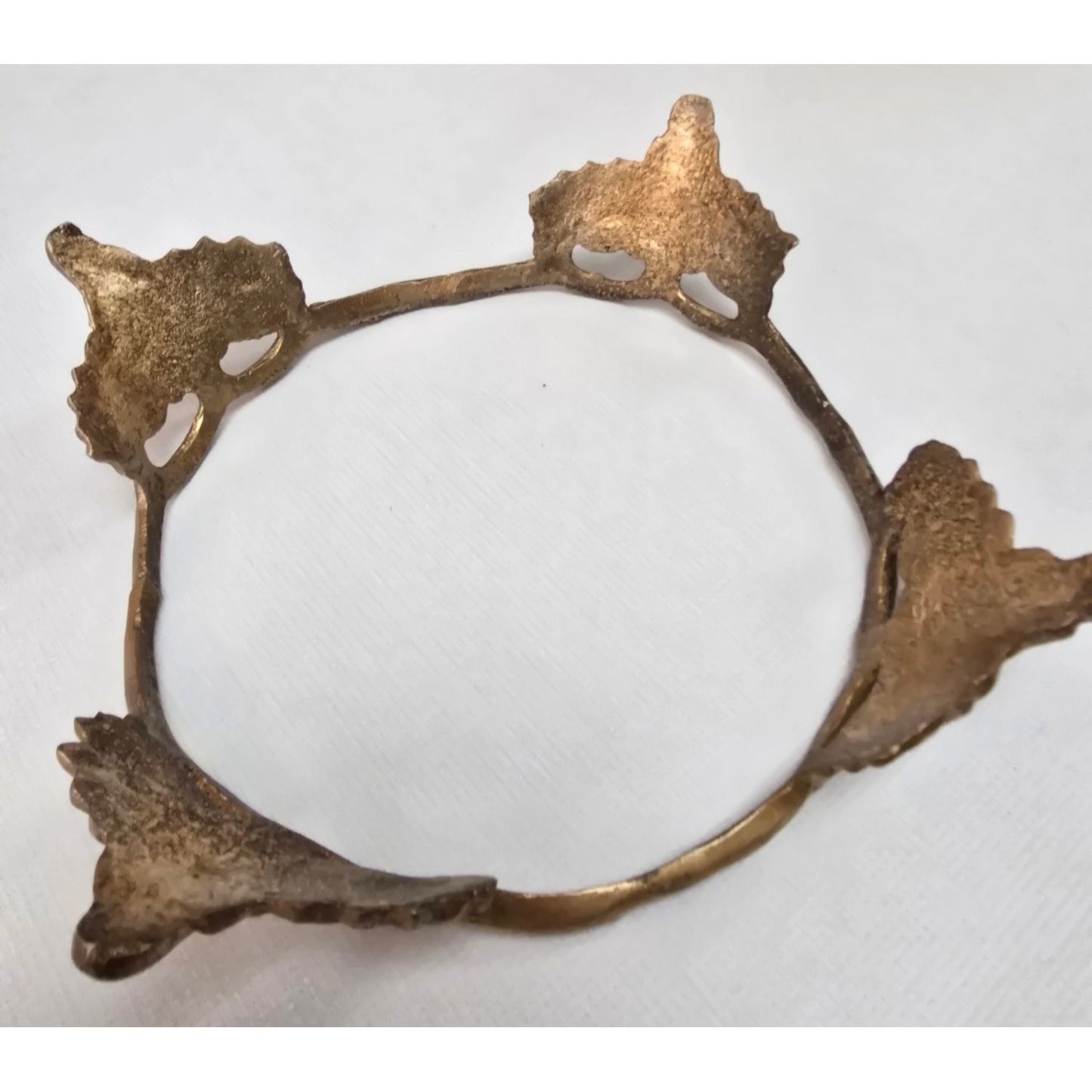 Vintage Grape Leaf Brass Centerpiece Stand with Bowl