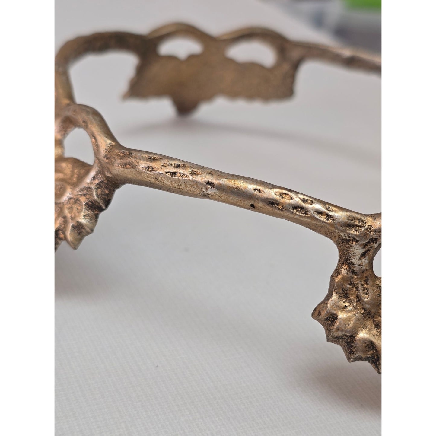 Vintage Grape Leaf Brass Centerpiece Stand with Bowl