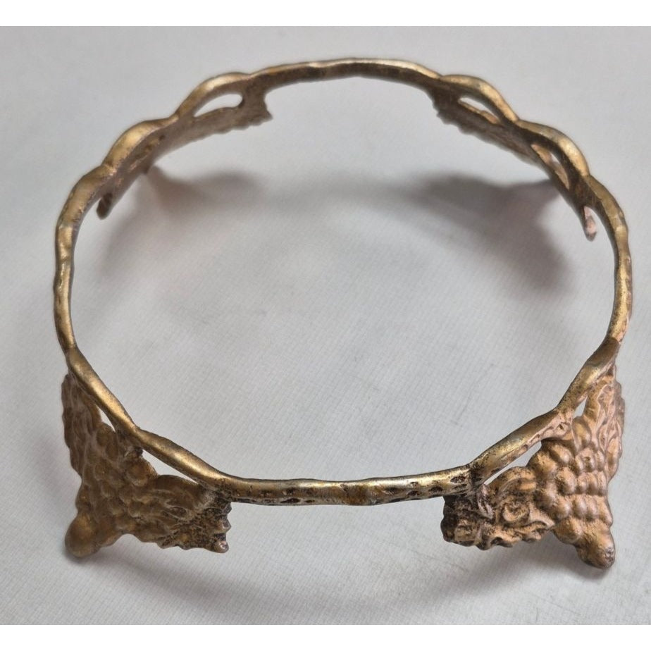 Vintage Grape Leaf Brass Centerpiece Stand with Bowl