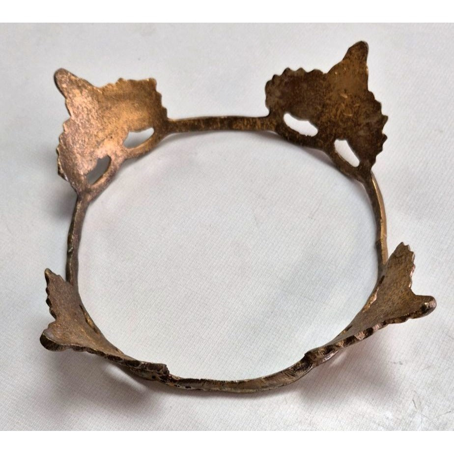 Vintage Grape Leaf Brass Centerpiece Stand with Bowl