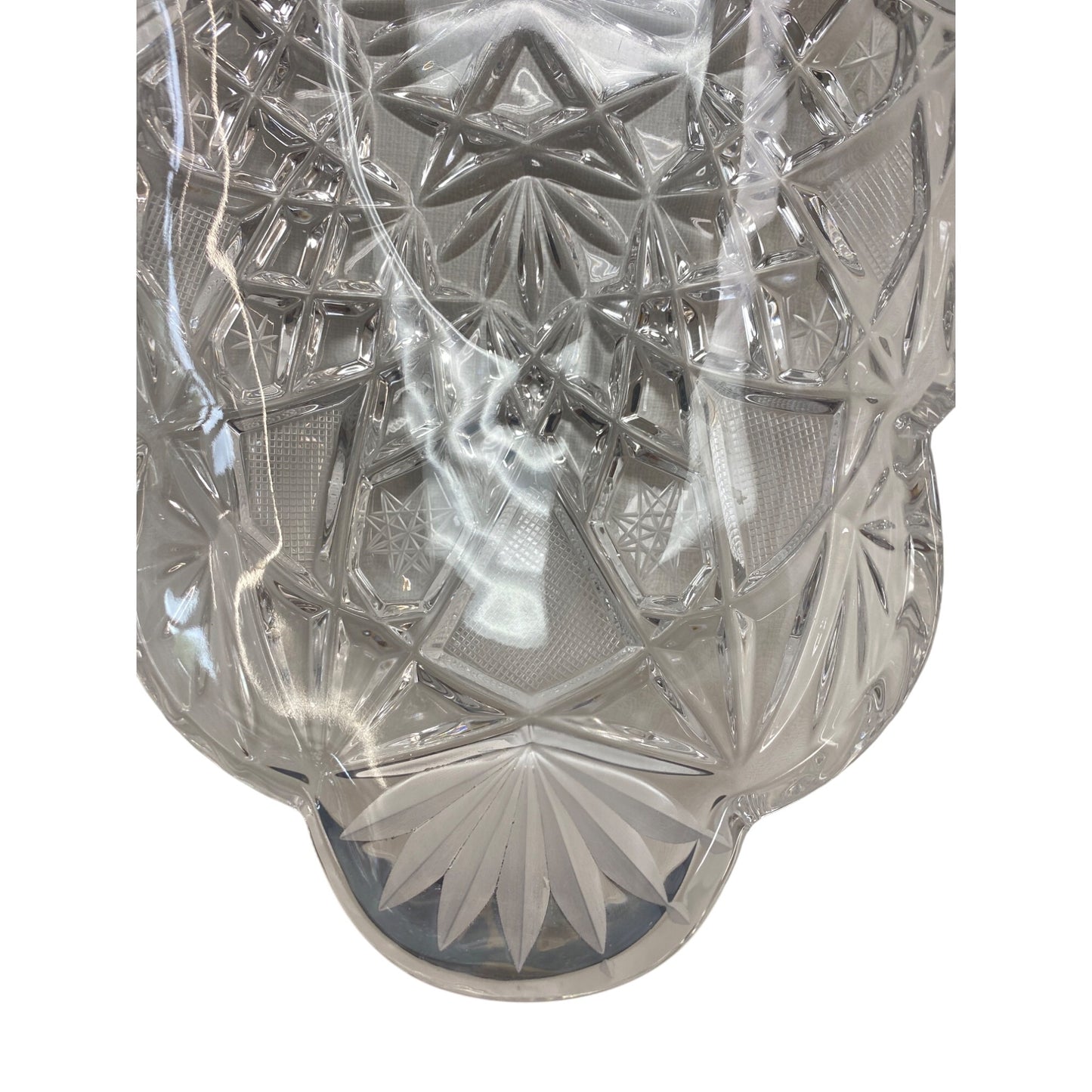 Vintage Clear Cut Glass Oval Serving Dish