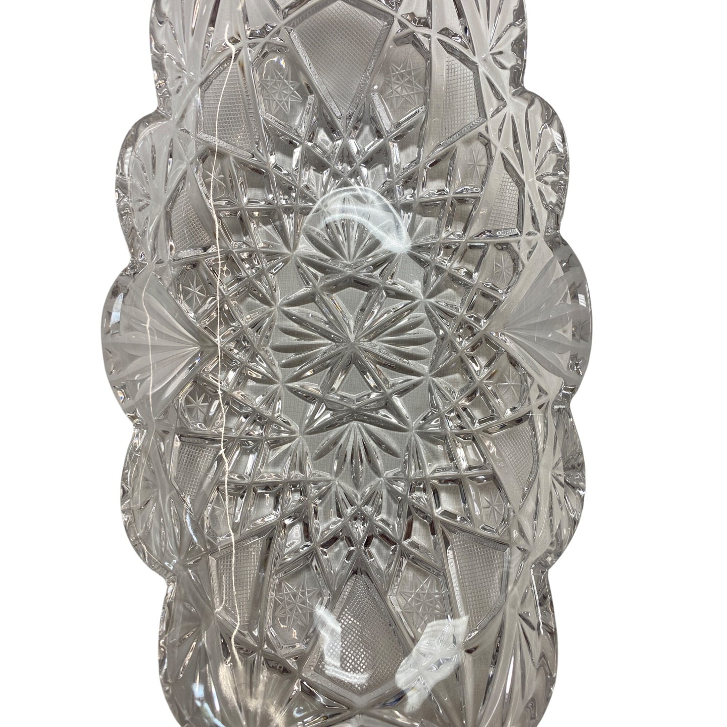 Vintage Clear Cut Glass Oval Serving Dish