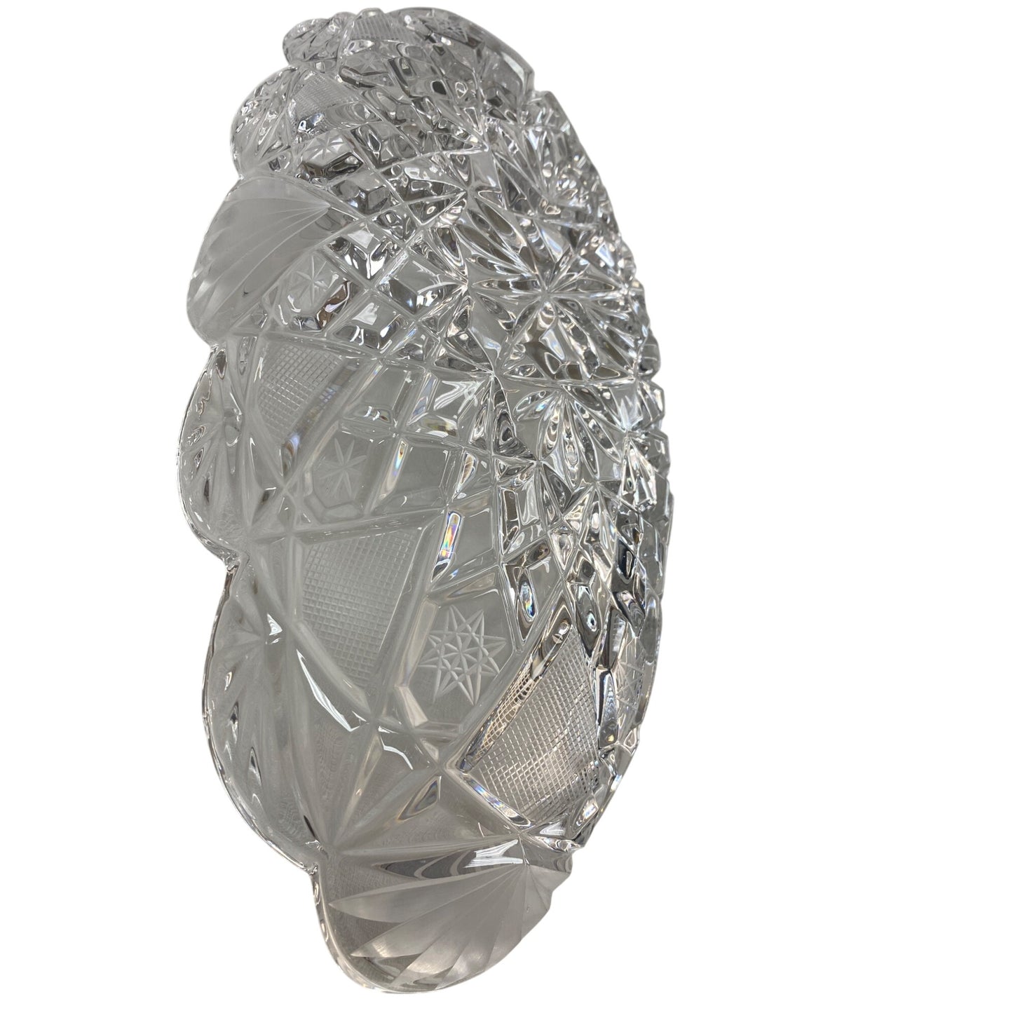 Vintage Clear Cut Glass Oval Serving Dish