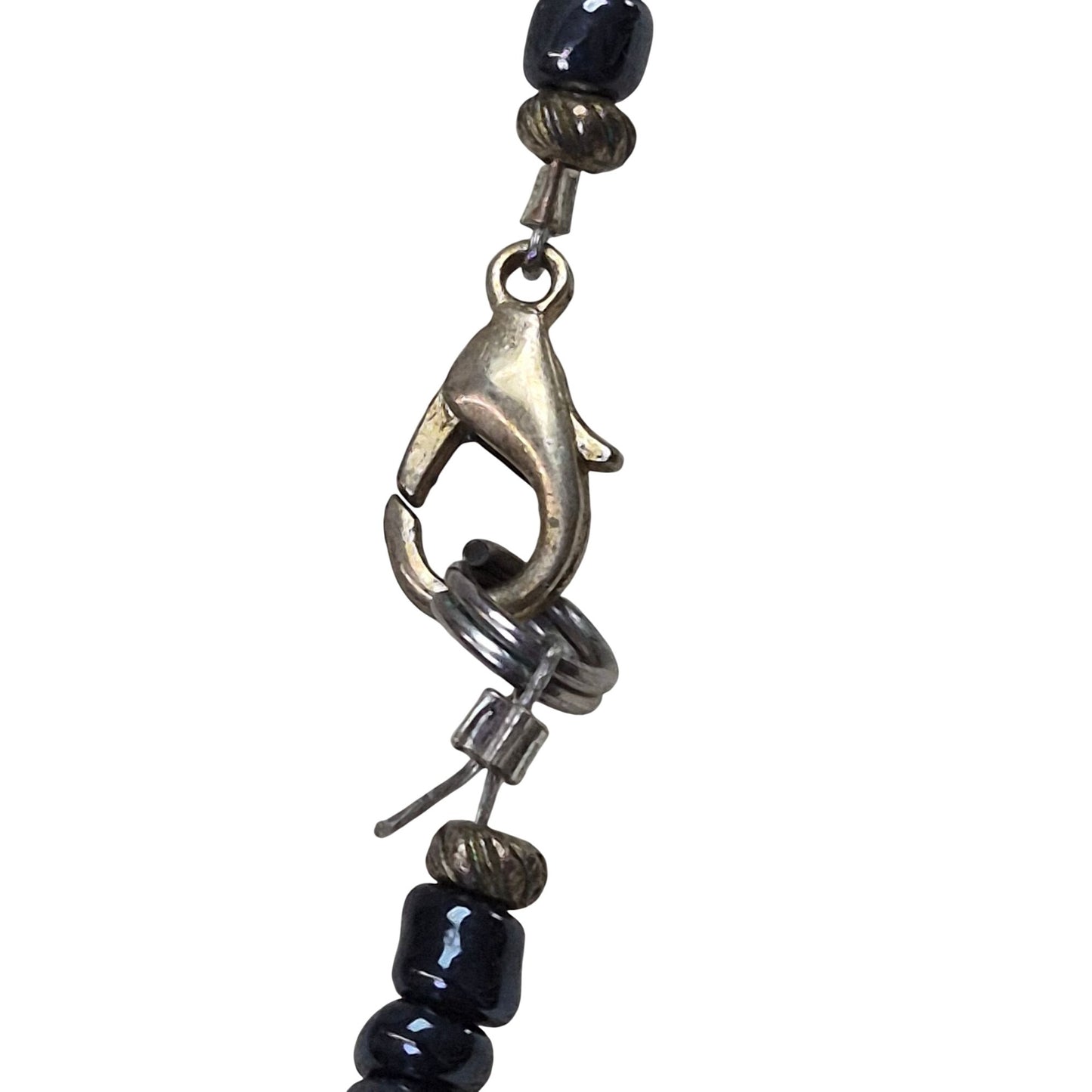 Black Beaded Hematite Multi-Strand Necklace 100" Lobster Clasp Closure