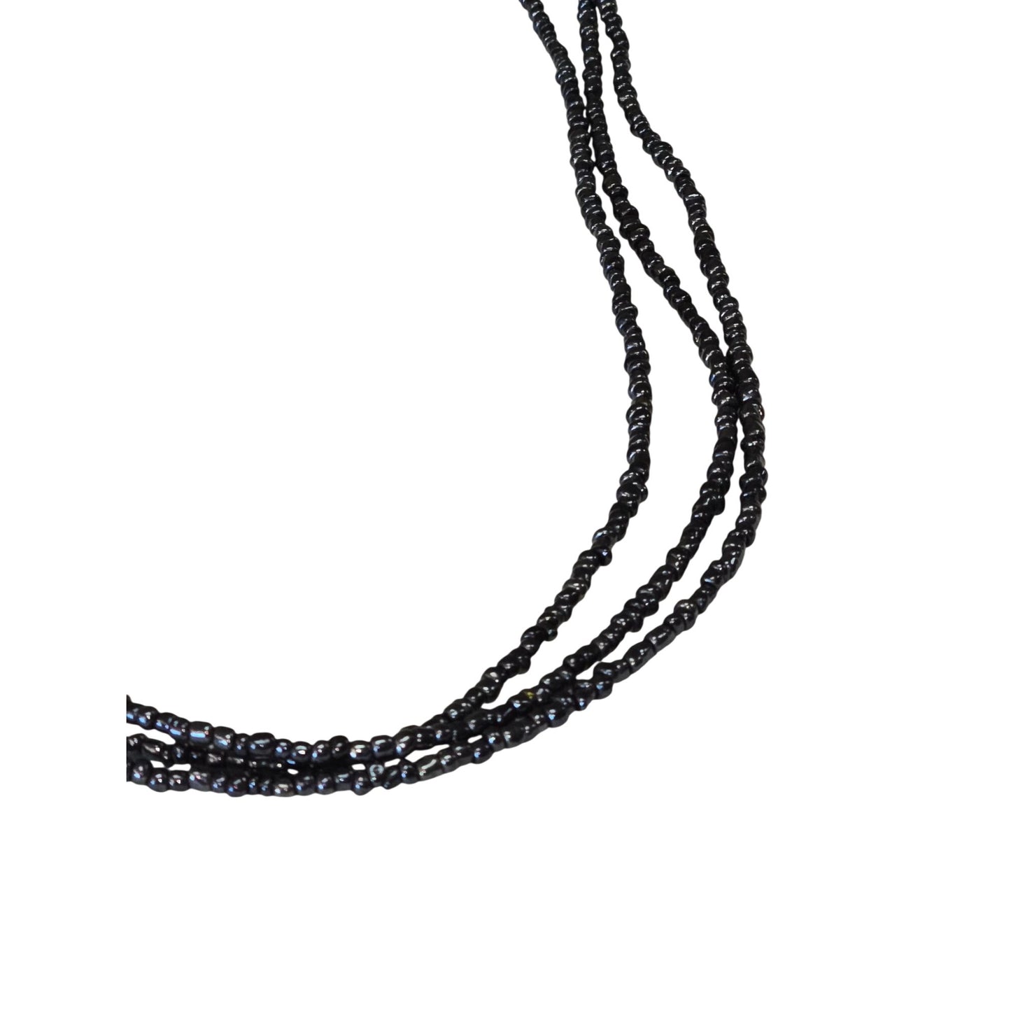 Black Beaded Hematite Multi-Strand Necklace 100" Lobster Clasp Closure