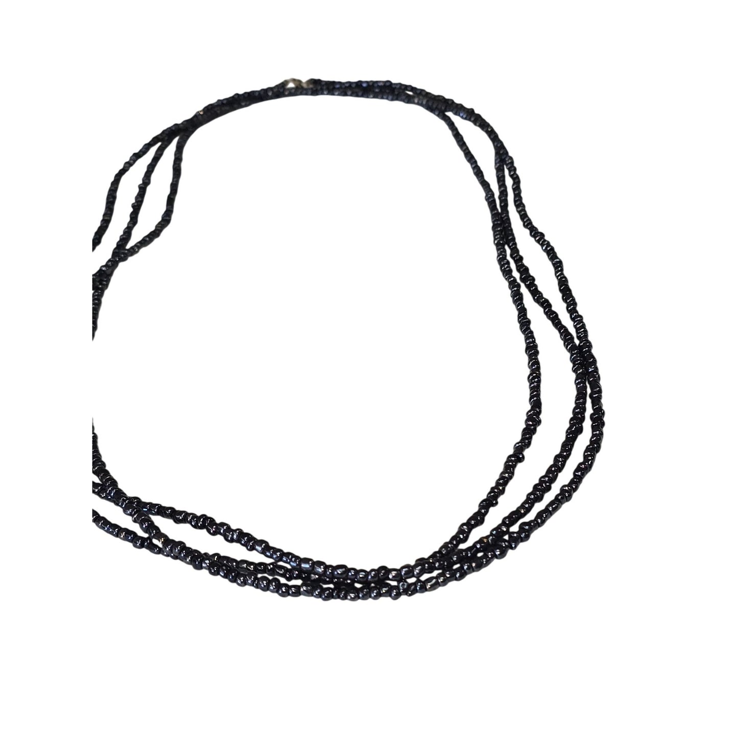 Black Beaded Hematite Multi-Strand Necklace 100" Lobster Clasp Closure