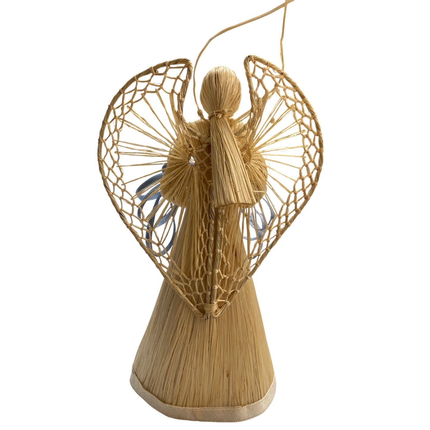 Handcrafted Straw Angel With Floral Accents