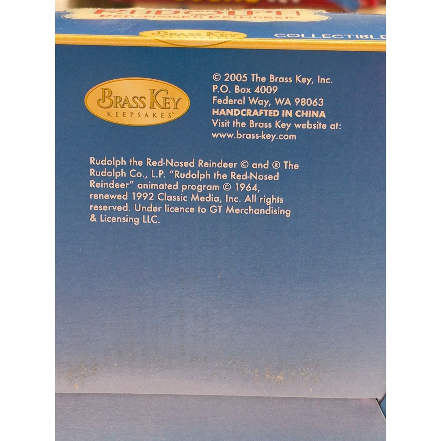 2005 Brass Key Rudolph Red Nosed Reindeer Porcelain Collectible Village House