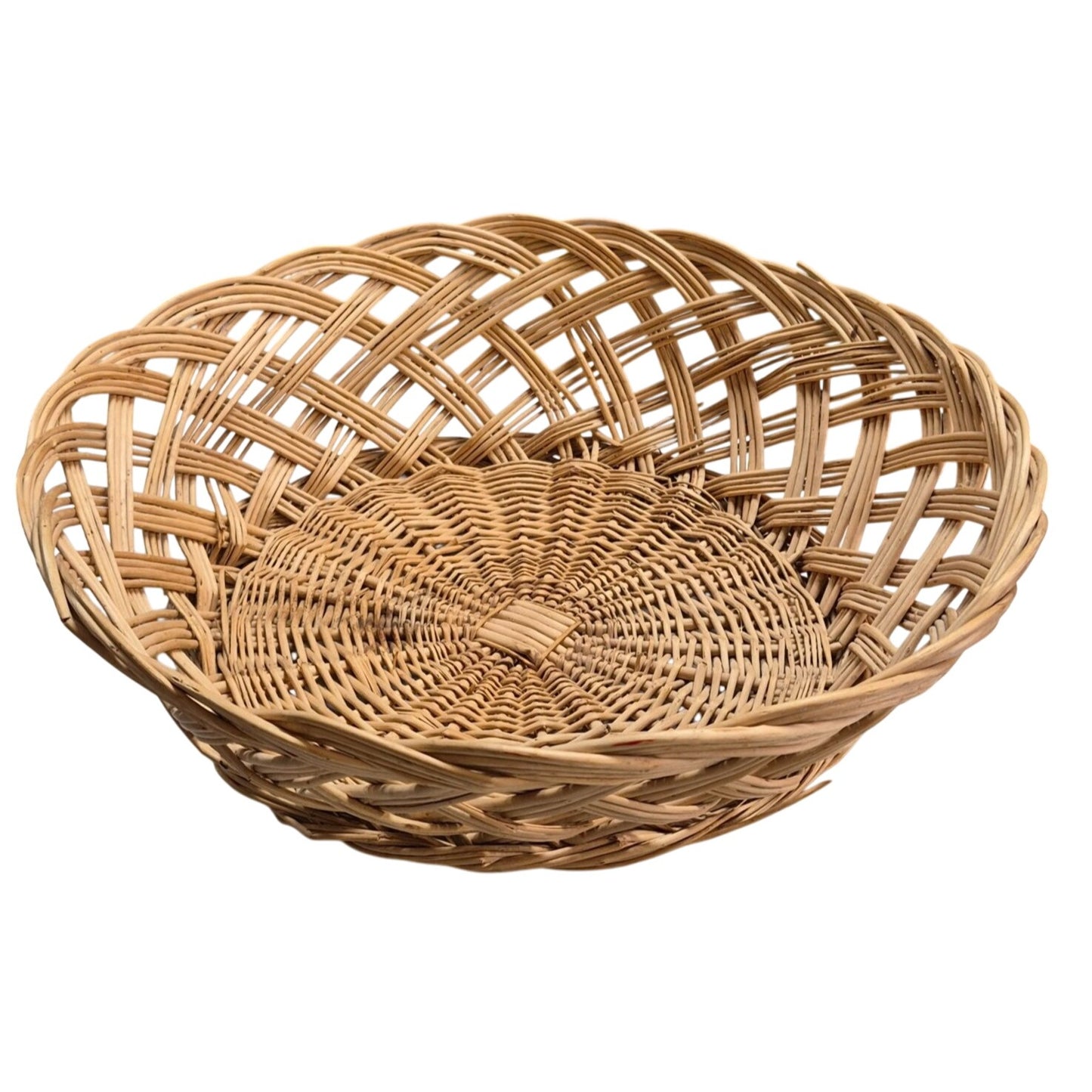 Vintage Large Woven Rattan Basket 16"