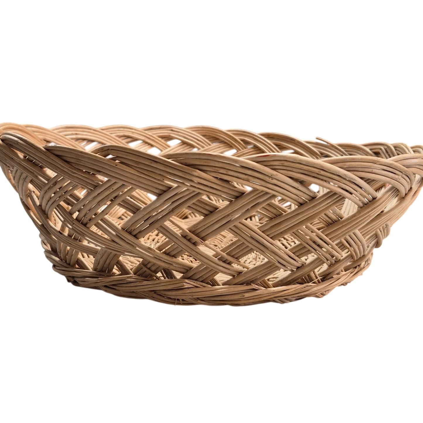 Vintage Large Woven Rattan Basket 16"