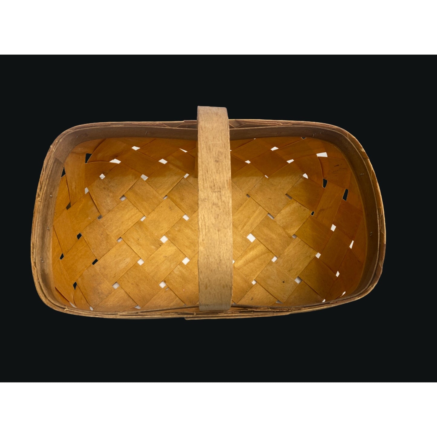 Vintage Handwoven Wooden Picnic Basket With Sturdy Handle