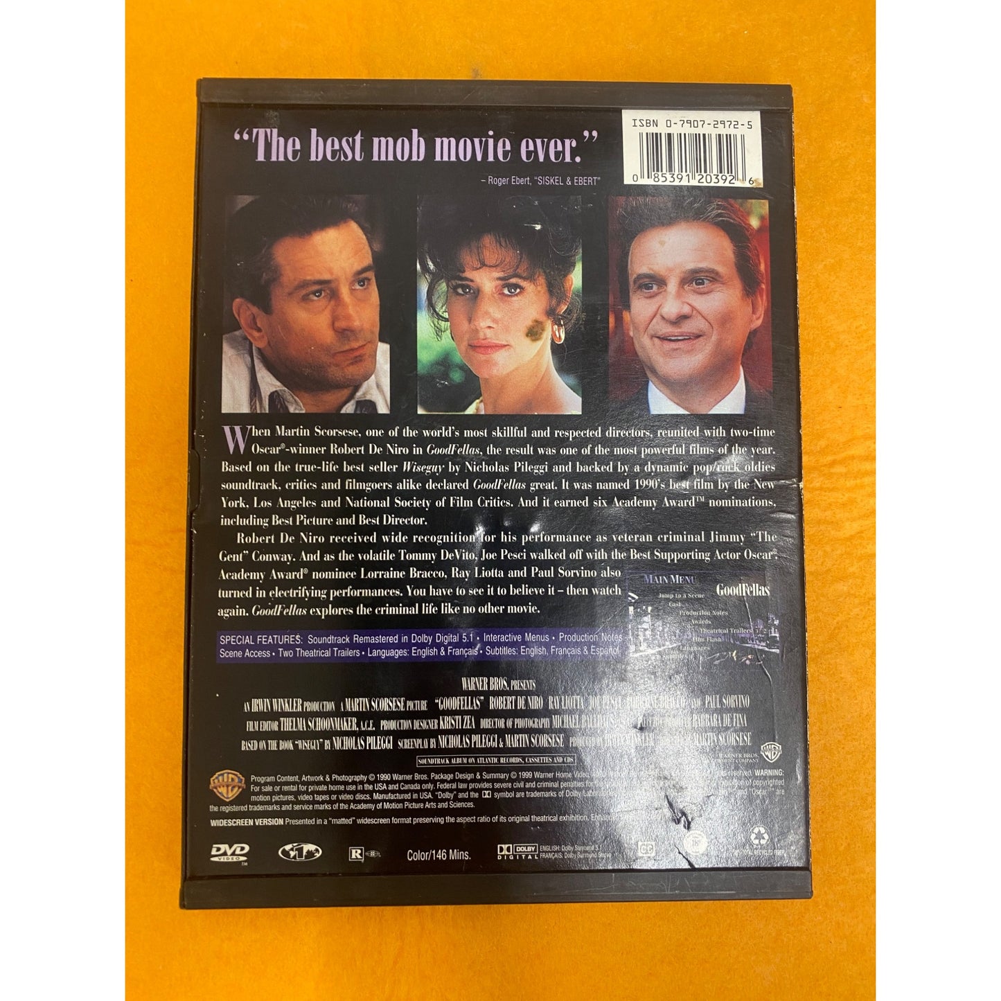 Goodfellas DVD 1990 Academy Award Winner Best Supporting Actor Joe Pesci Drama