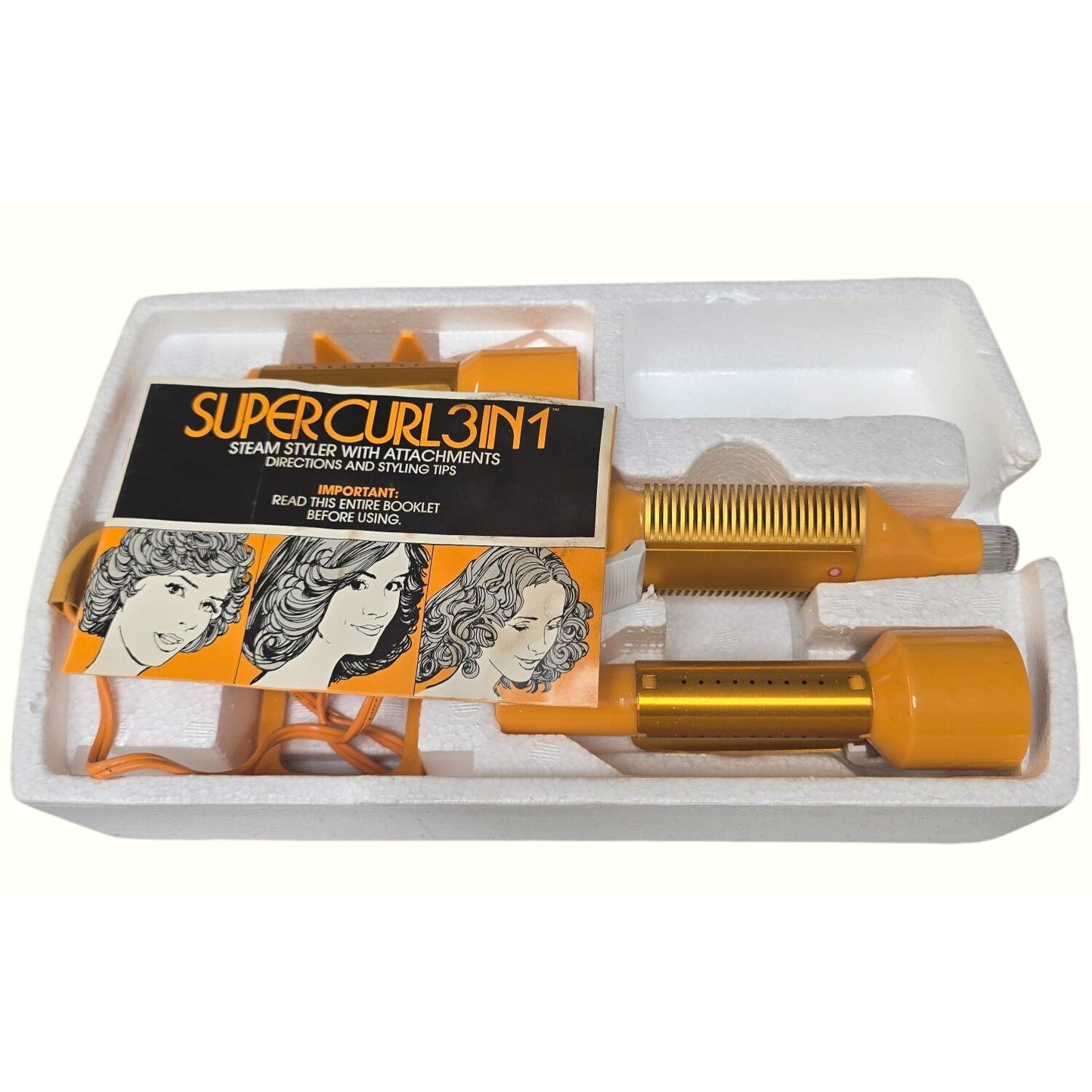Gillette Supercurl 3 In 1 Steam Styler Hair Curler With Attachments