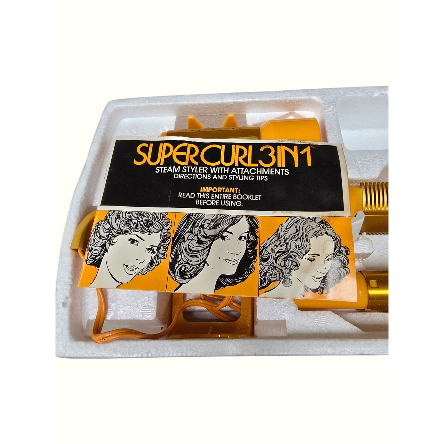 Gillette Supercurl 3 In 1 Steam Styler Hair Curler With Attachments