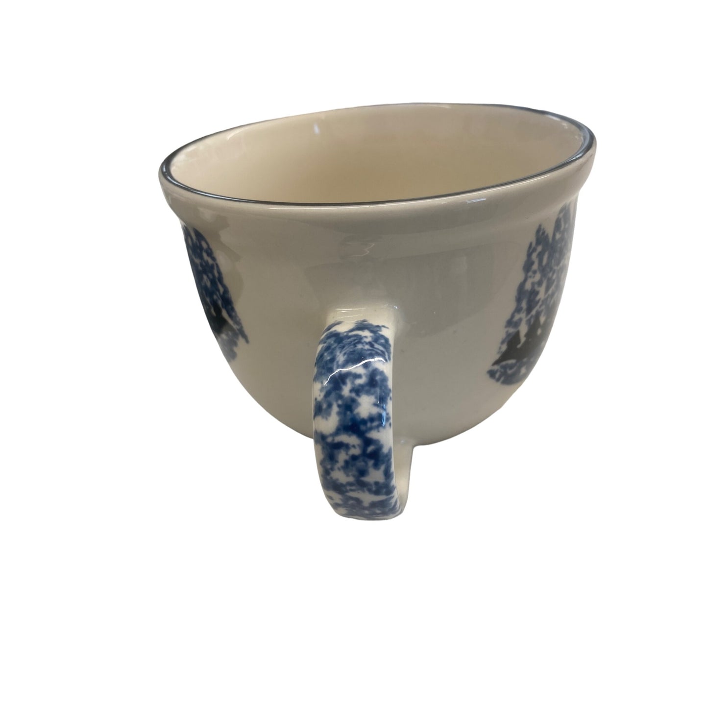 Folk Craft "Wolf" By Tienshan Mug 20 Oz Porcelain Blue & White Made In China