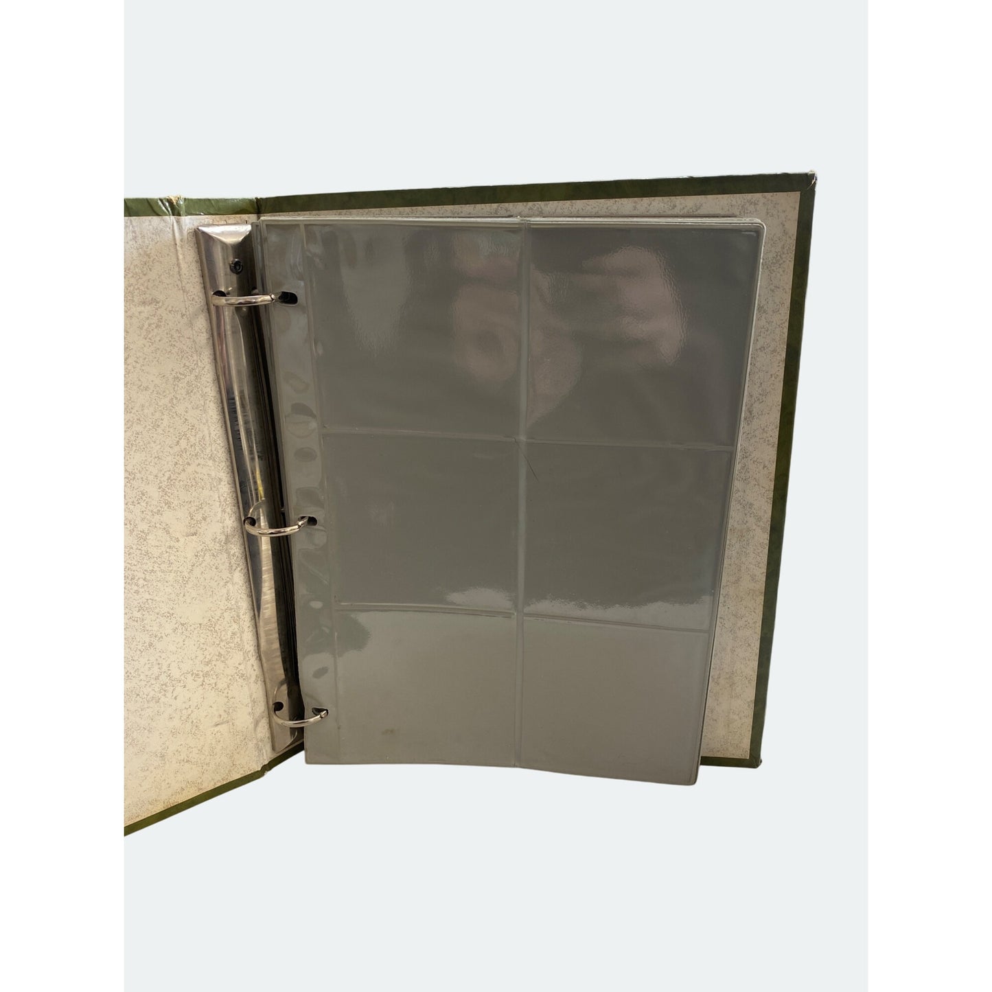 Vintage Green Photo Album Binder With Protective Sleeves For Collectibles Or Photos 3.5”x3.5”