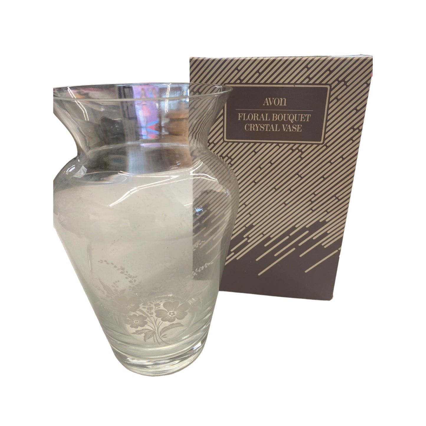 Avon Floral Bouquet Crystal Vase