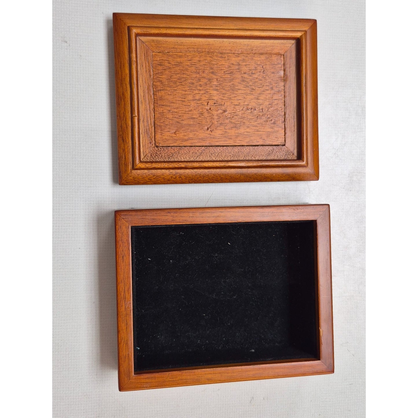 Vintage Velvet Lined Wood Trinket Box