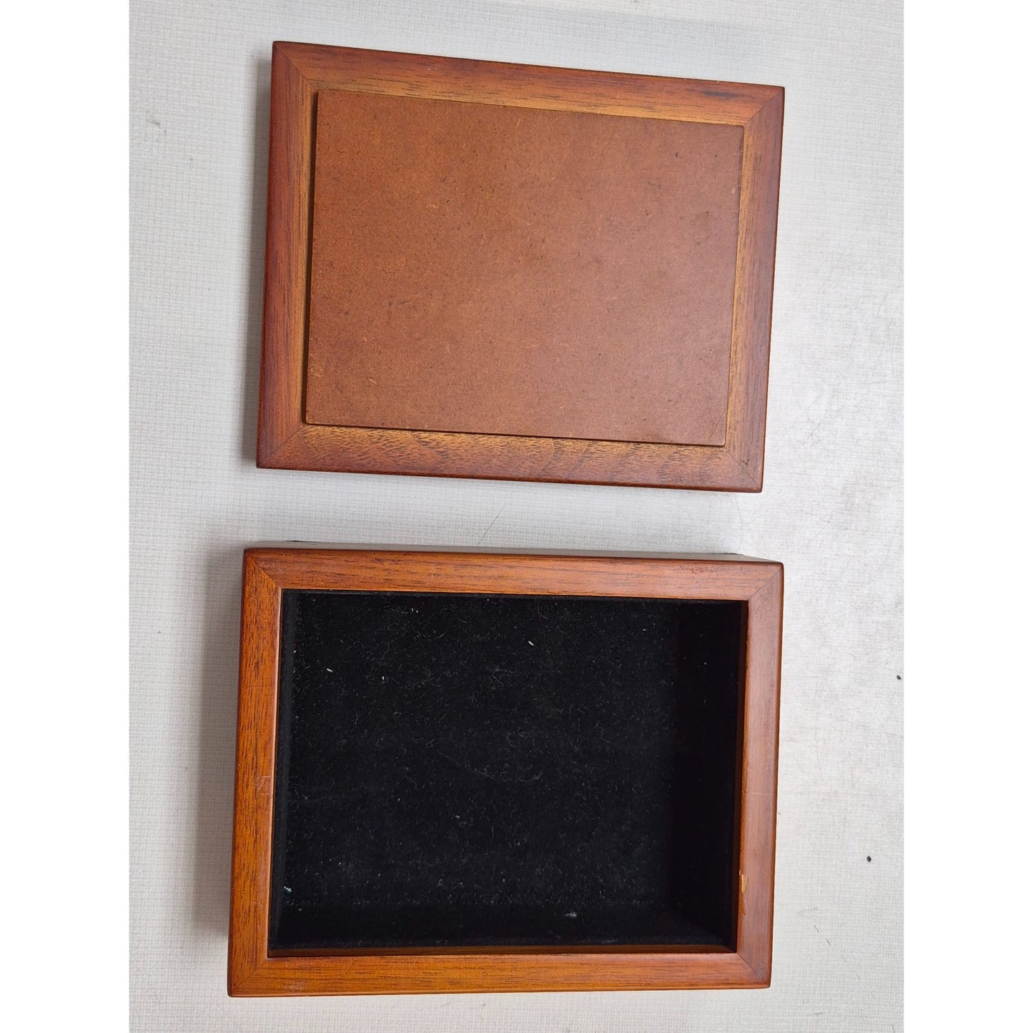 Vintage Velvet Lined Wood Trinket Box