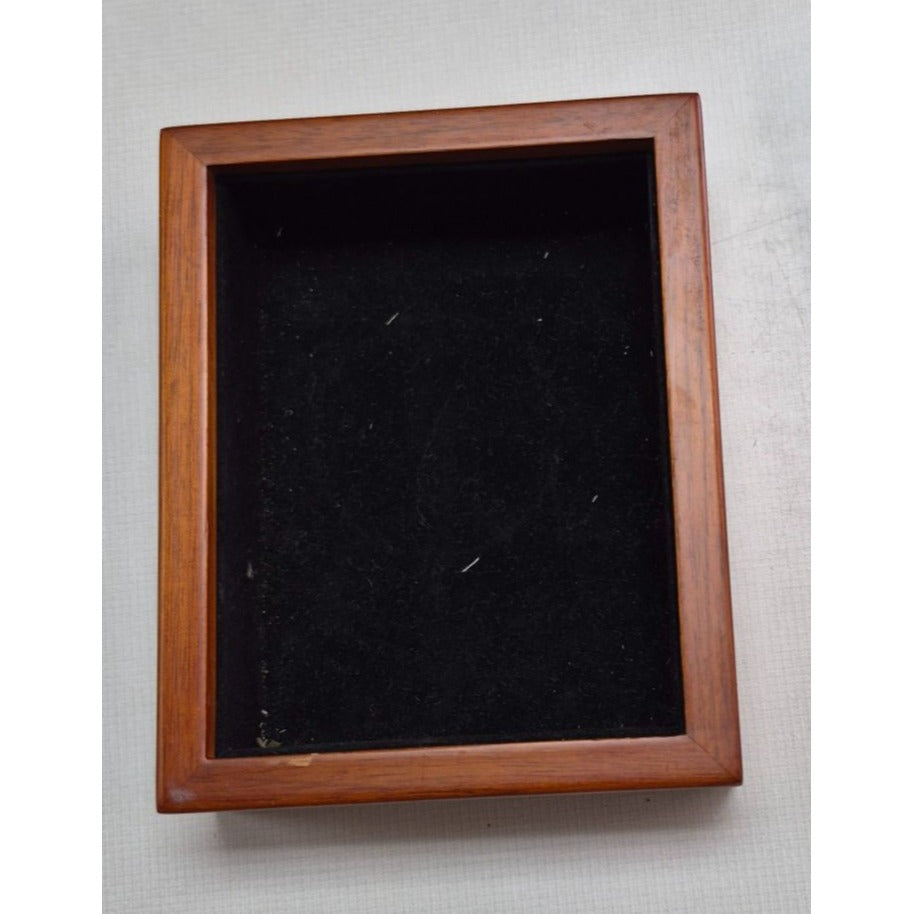 Vintage Velvet Lined Wood Trinket Box