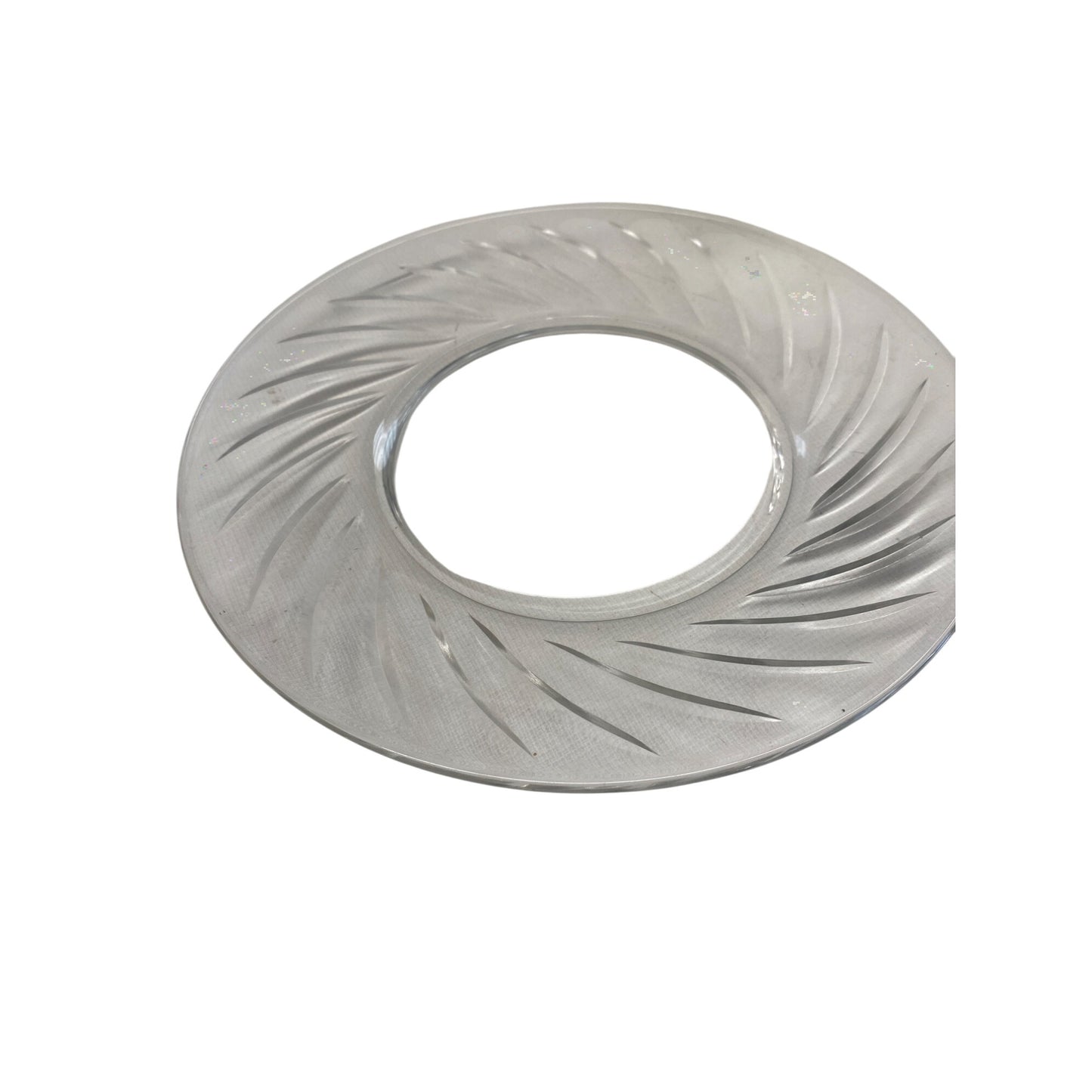 Set Of 8 Elegant Clear Glass Dinner Plates With Swirl Design