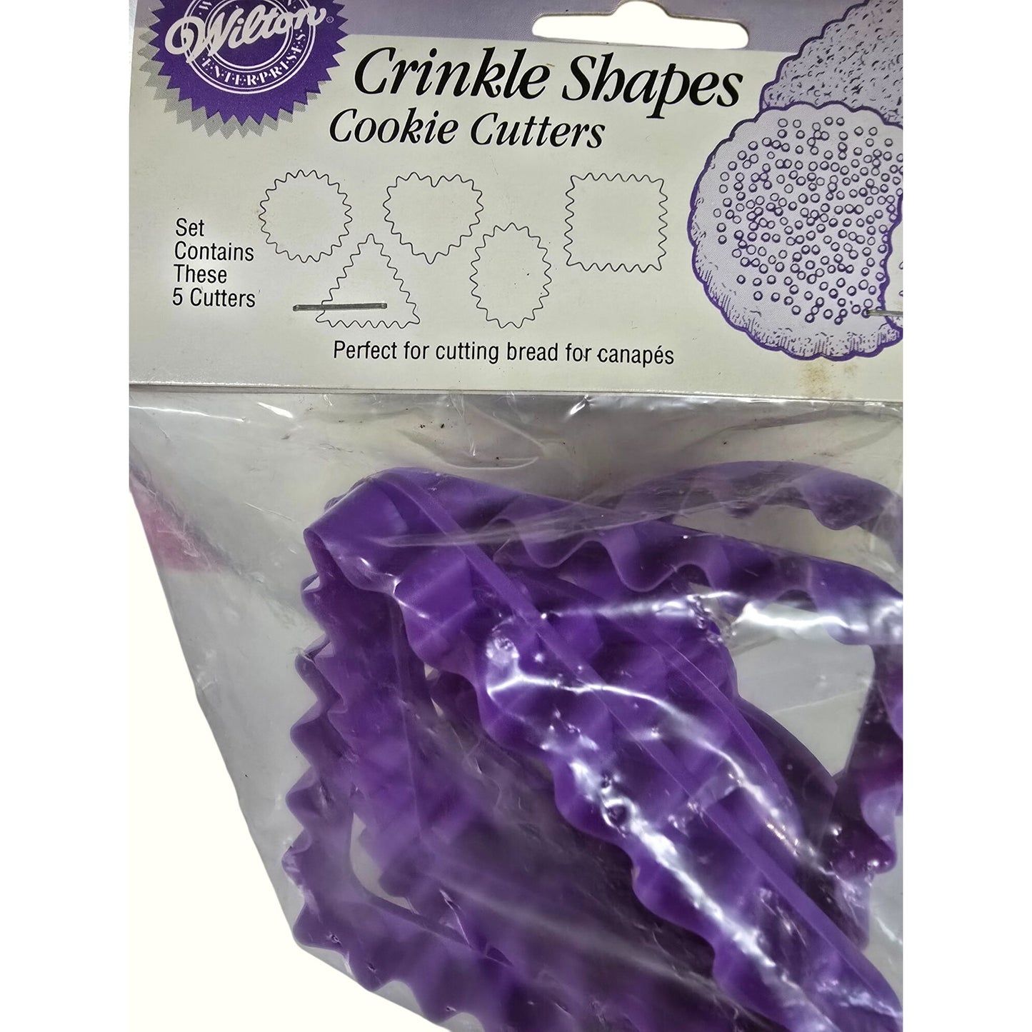 Wilton Crinkle Shapes Cookie Cutters Set Of 5 Purple Dishwasher Safe Plastic