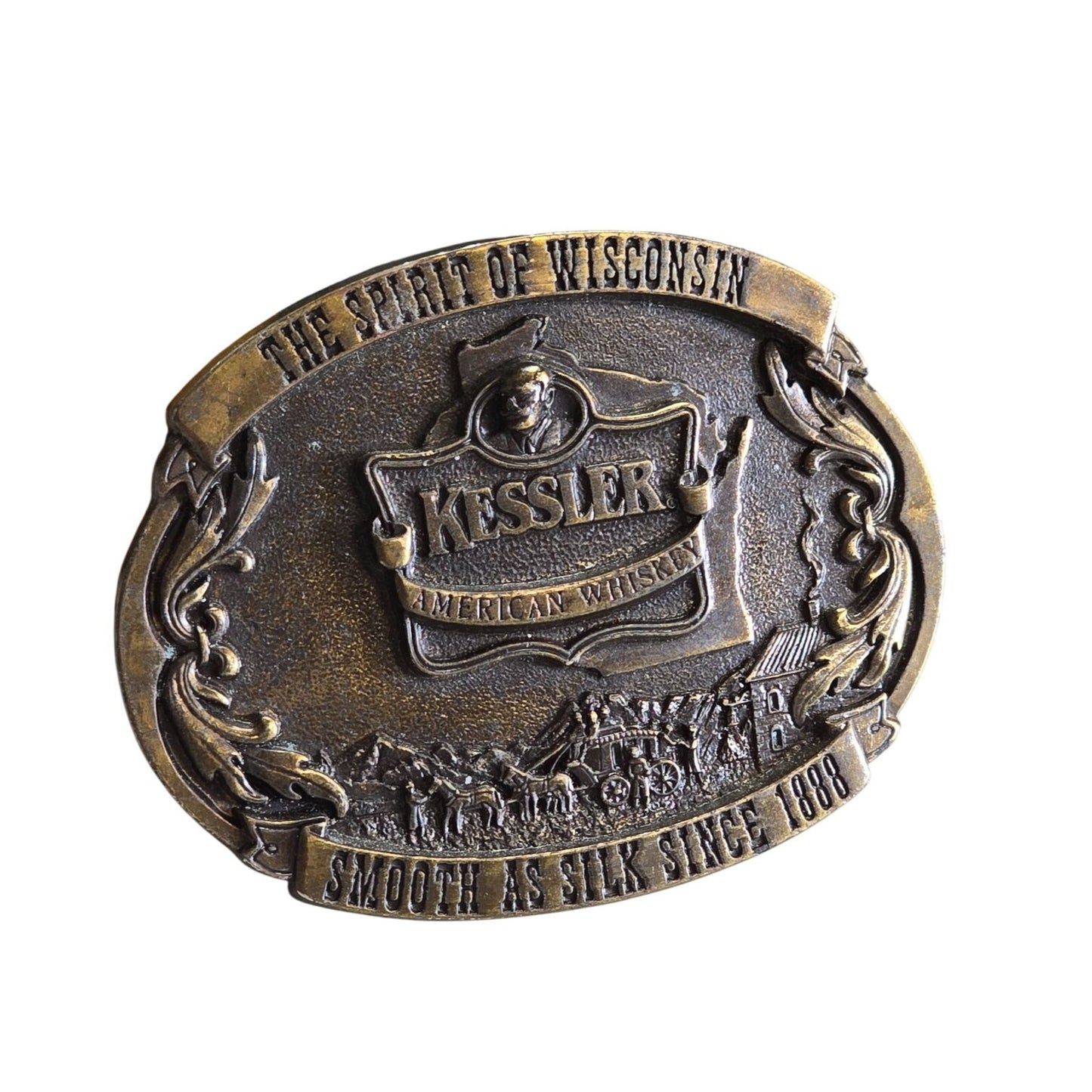 Kessler Whiskey Brass Belt Buckle LE 1993 Spirit Of Wisconsin