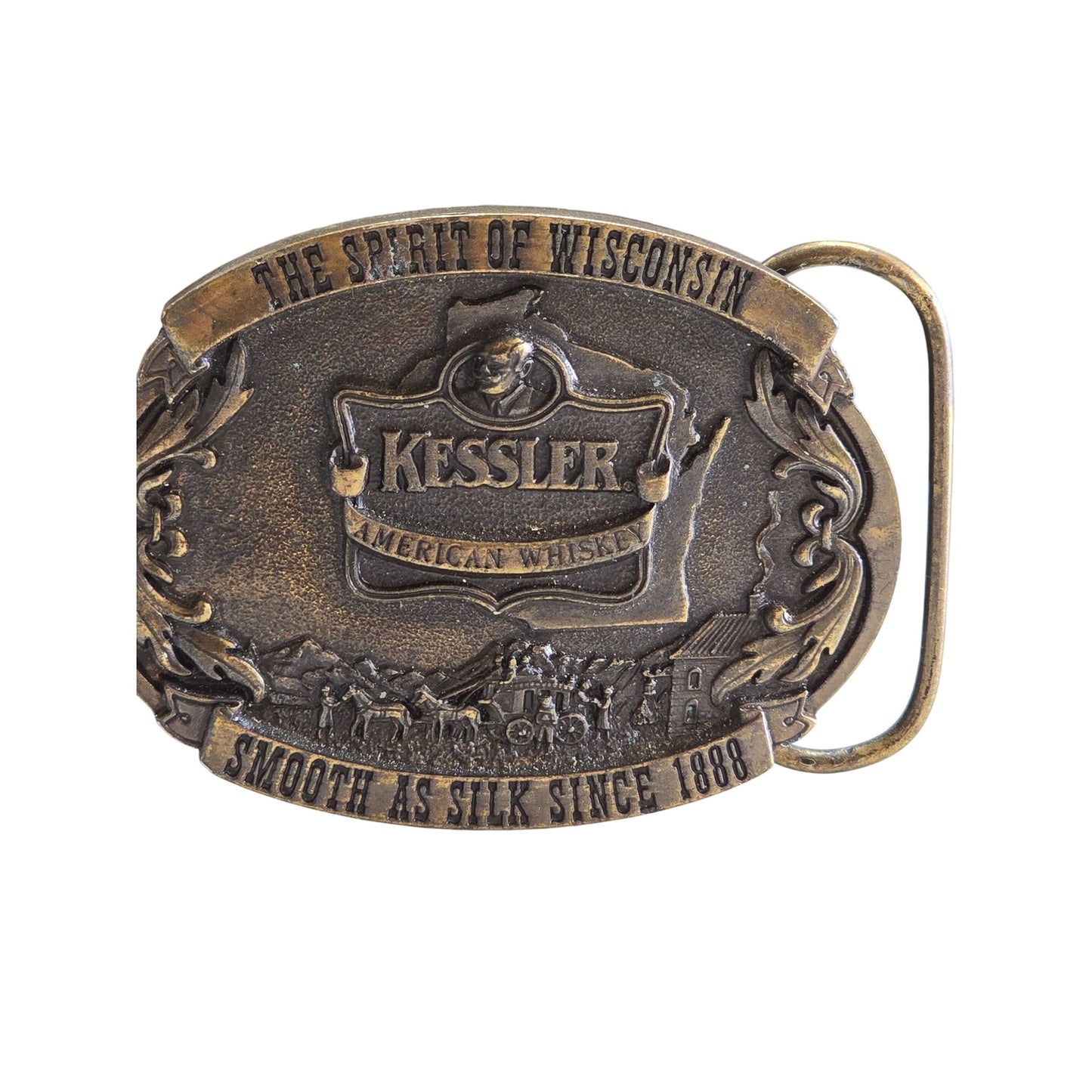 Kessler Whiskey Brass Belt Buckle LE 1993 Spirit Of Wisconsin
