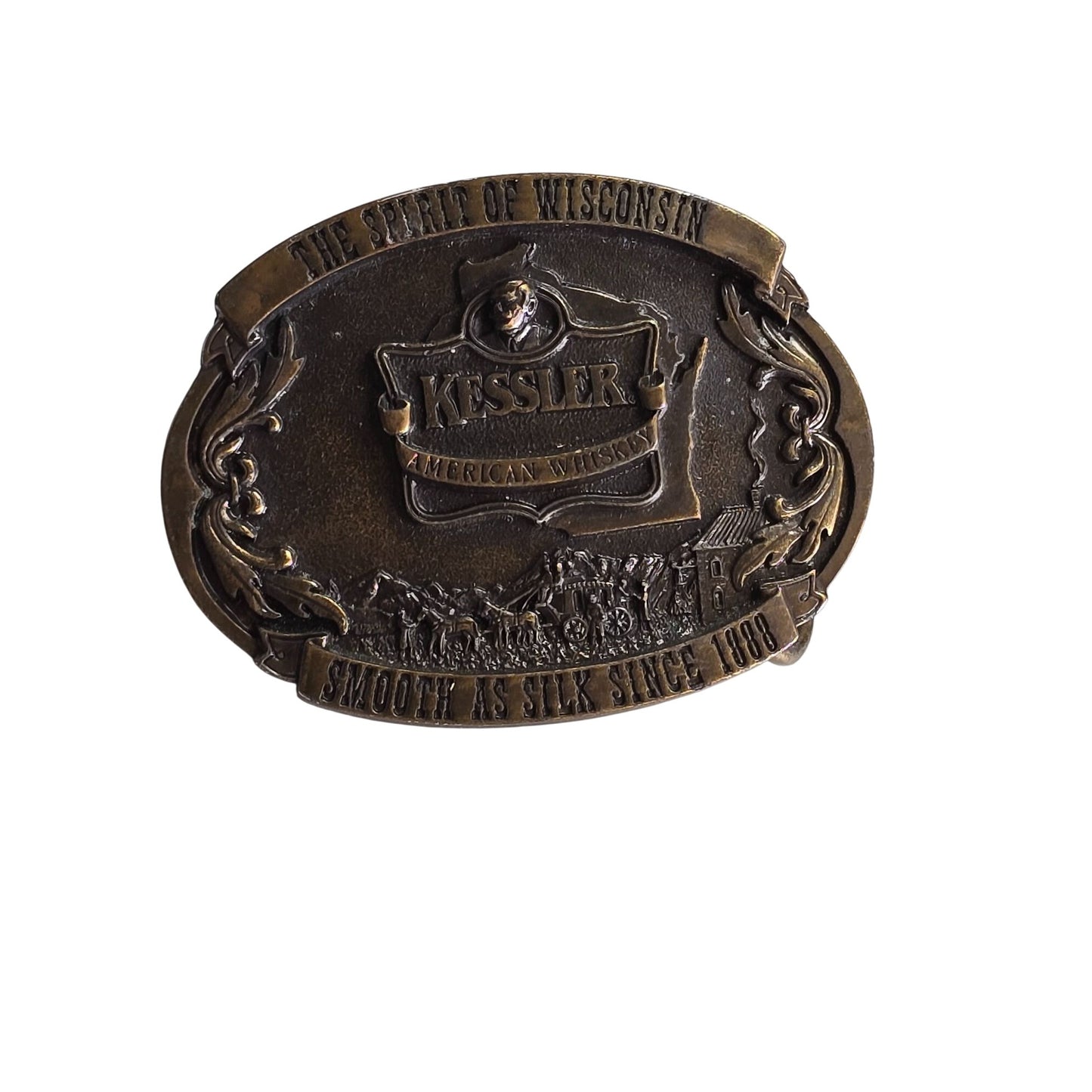 Kessler Whiskey Brass Belt Buckle LE 1993 Spirit Of Wisconsin