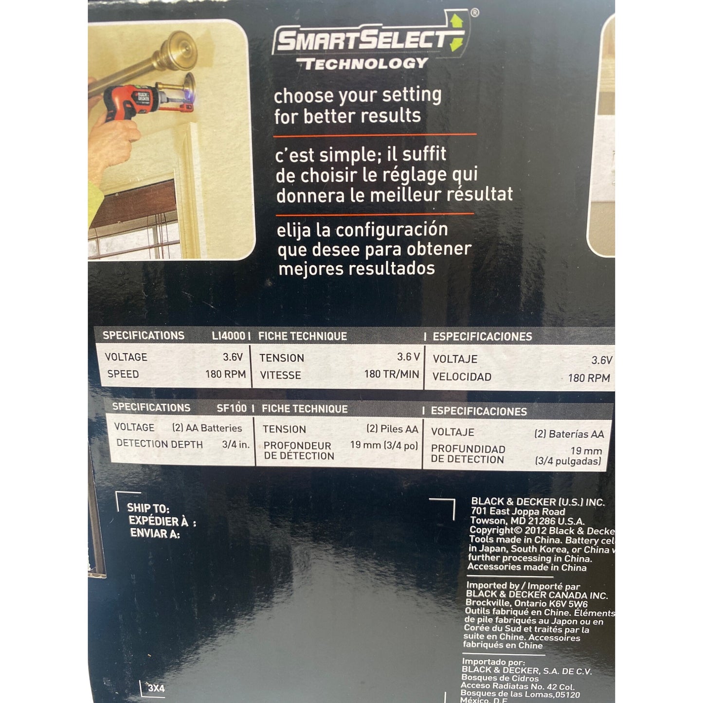 Black & Decker Lithium Rechargeable Screwdriver With Stud Sensor SmartSelect Technology 3.6V Compact & Lightweight Model L4000VA-SF