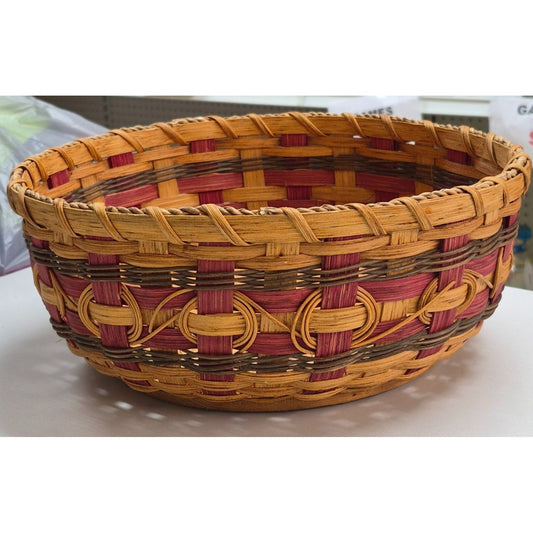 Handcrafted Decorative Woven Basket With Wooden Base