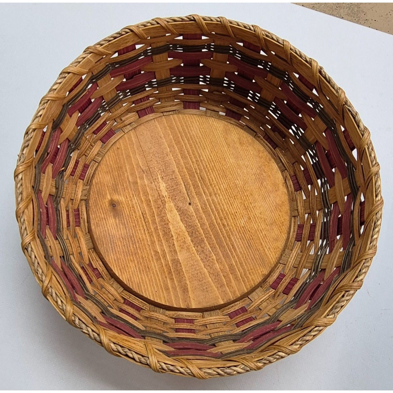 Handcrafted Decorative Woven Basket With Wooden Base