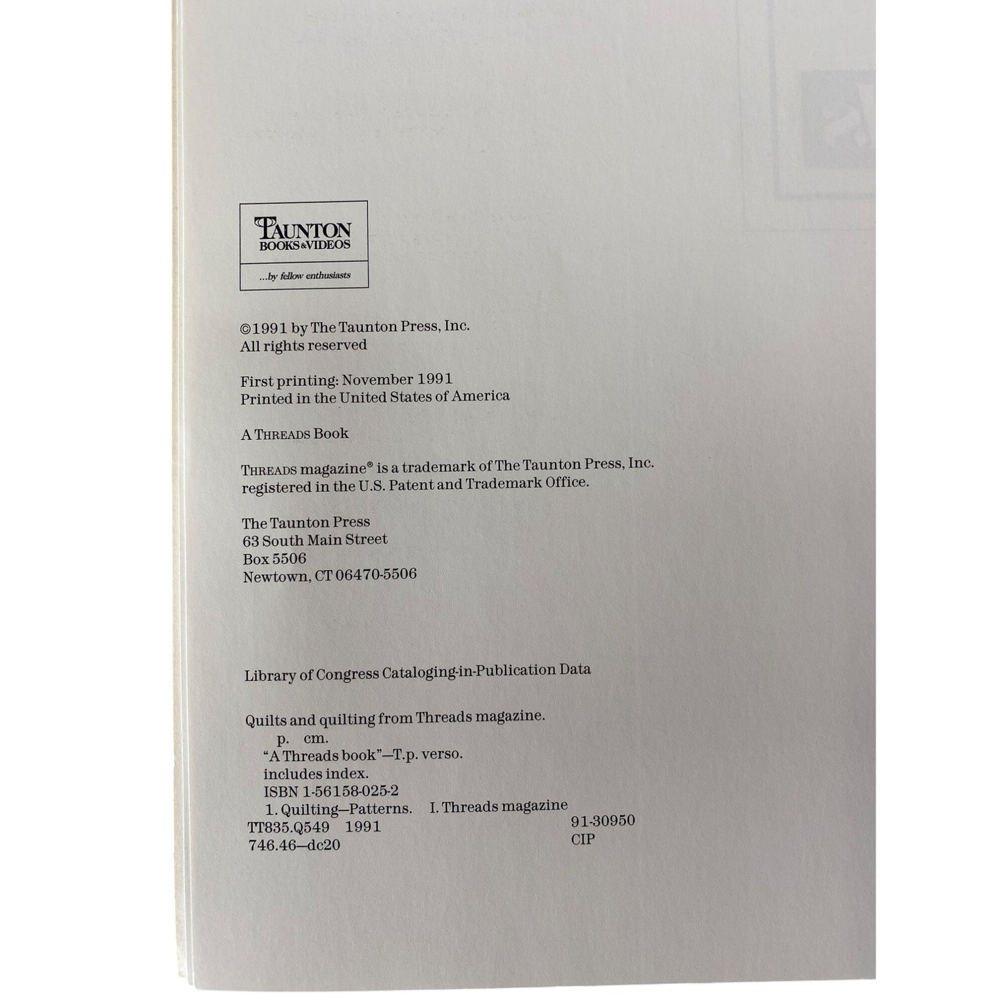 Quilts And Quilting from Threads 1991 Book Taunton Press