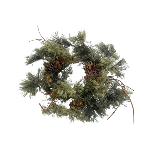 Rustic Pinecone & Greenery Wreath With Grapevine Base