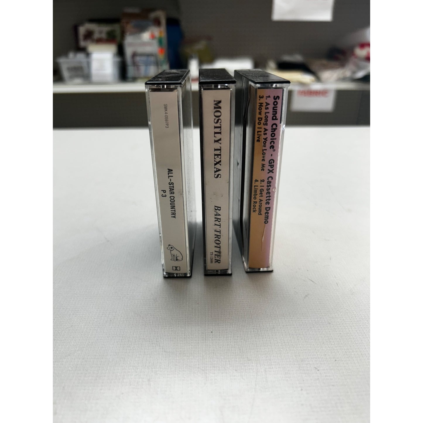 Set Of 3 Country Music Cassette Tapes - All-Star Country Mostly Texas By Bart Trotter GPX Karaoke Sound Choice