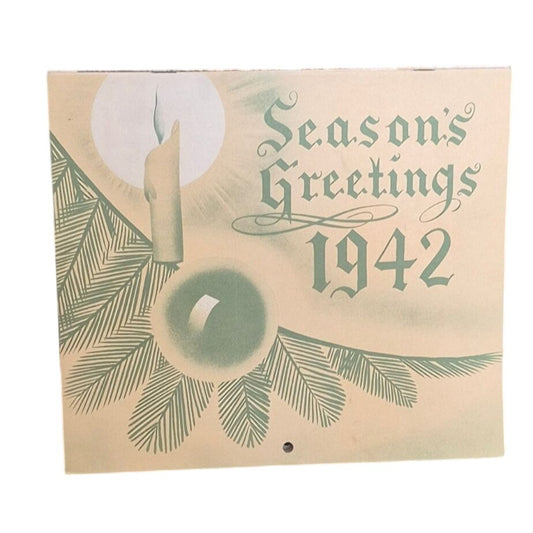 Vintage 1942 WWII Christmas Calendar Seasons Greetings Peter's Diamond Shoes