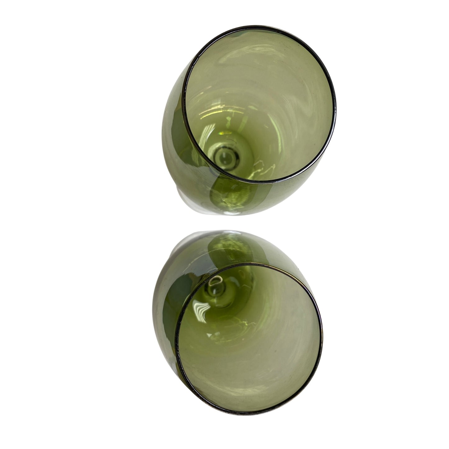 Pair Of Green Stemmed Wine Glasses For Elegant Dining