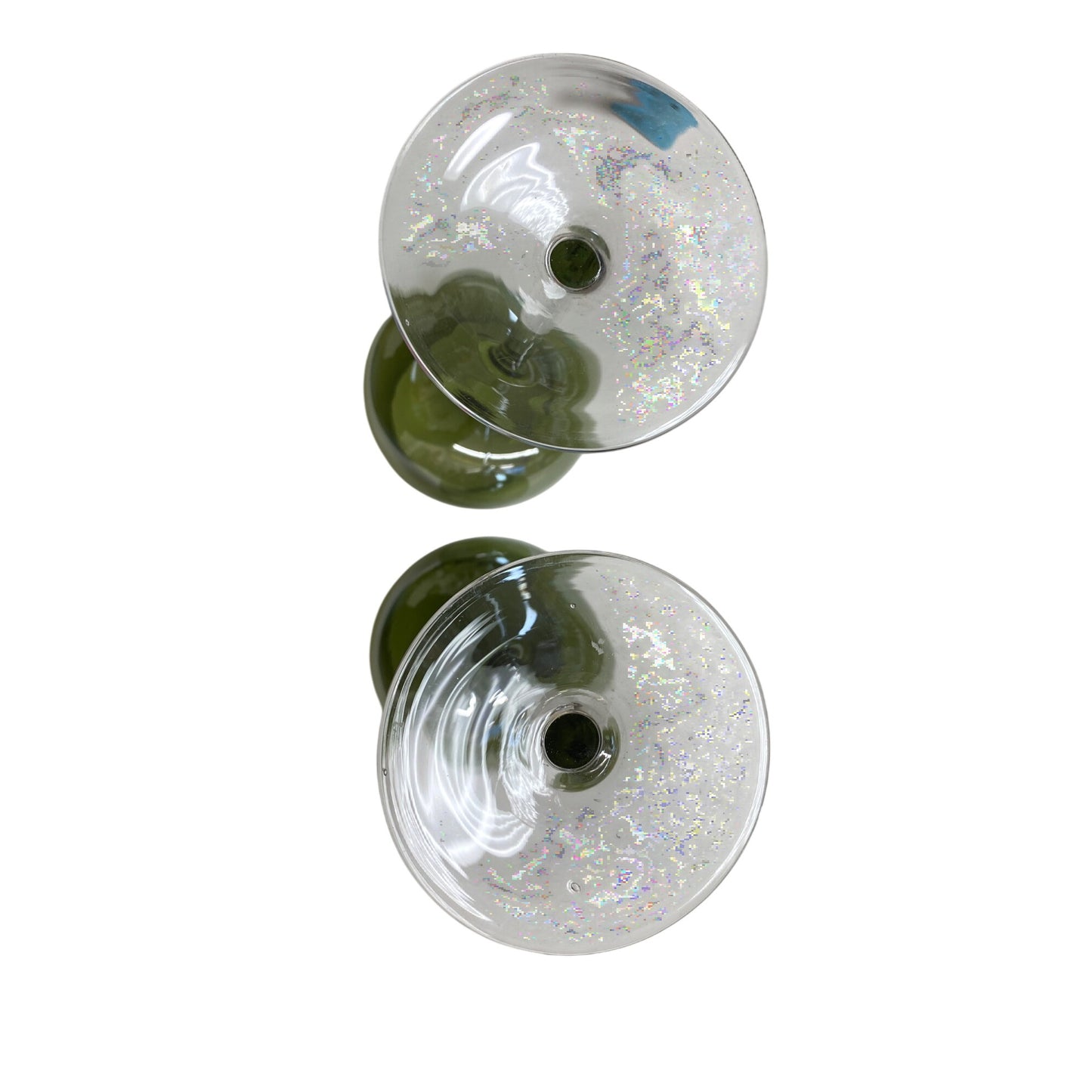 Pair Of Green Stemmed Wine Glasses For Elegant Dining