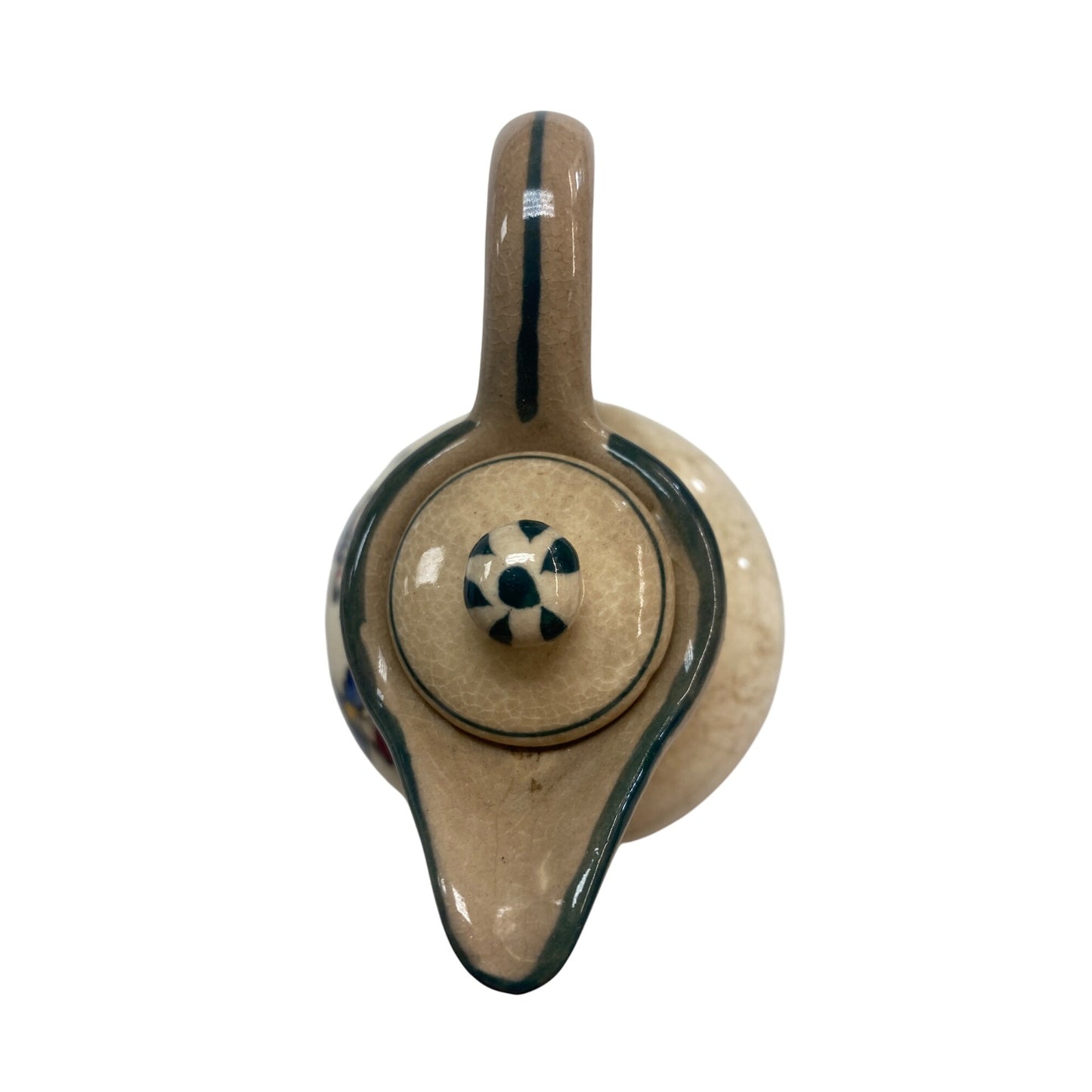 Vintage Oil Ceramic Pitcher With Lid & Hand-Painted Dancing Dutch Figures