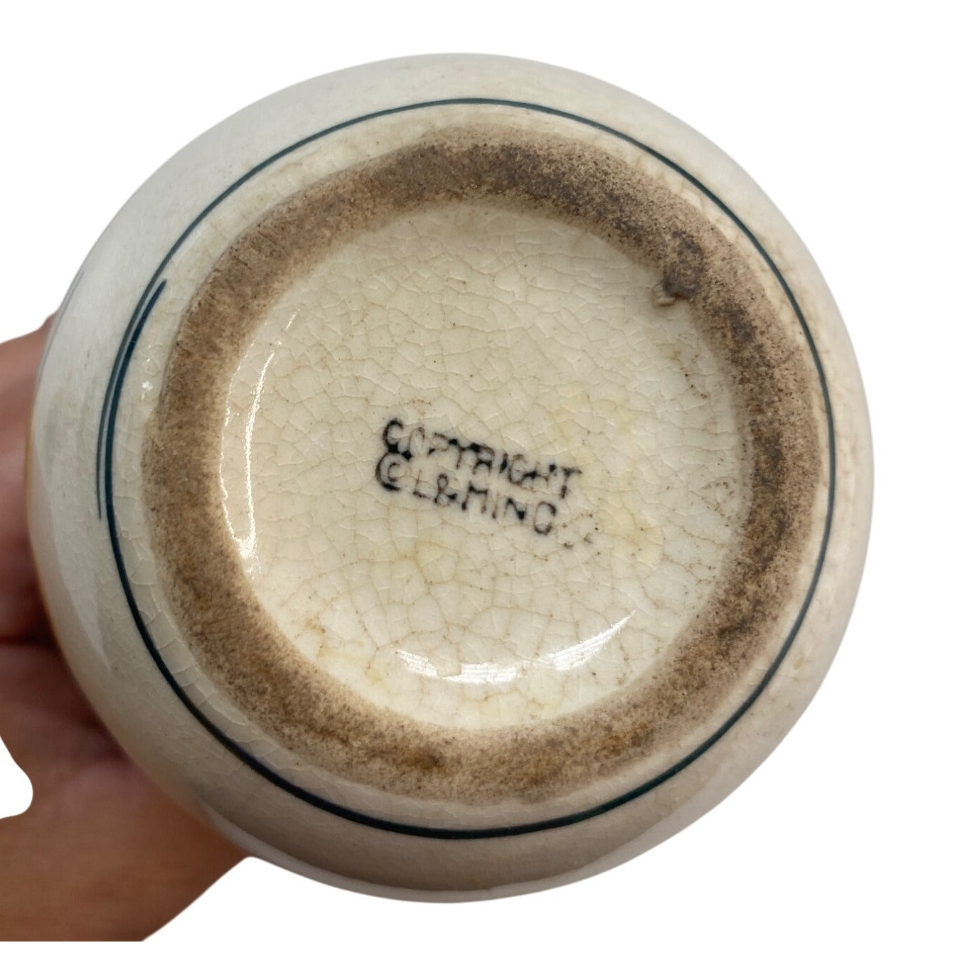 Vintage Oil Ceramic Pitcher With Lid & Hand-Painted Dancing Dutch Figures