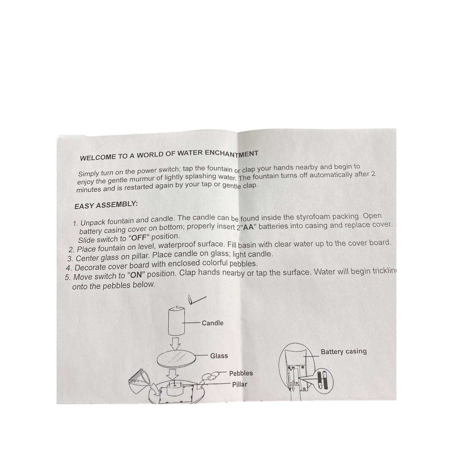 Avon Wellness Rock Waterfall Fountain With Candle & Pebbles