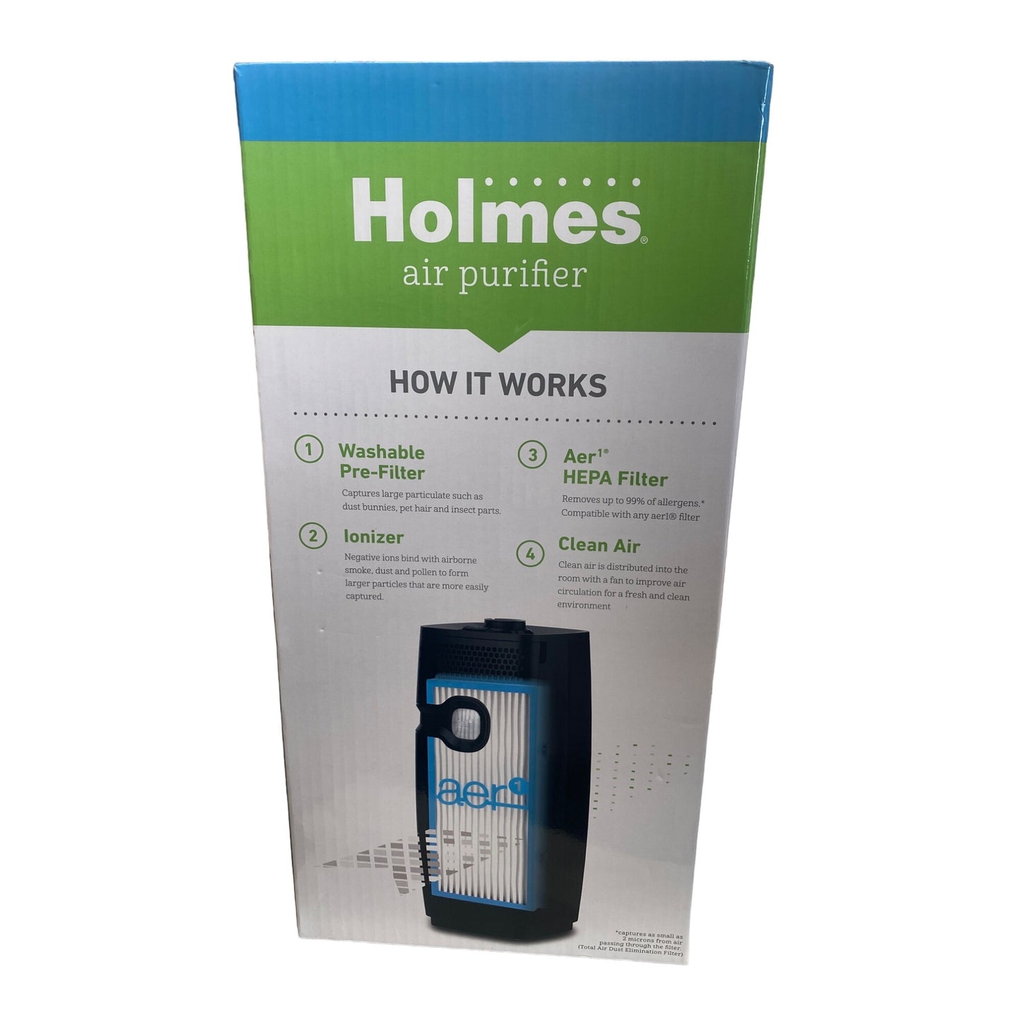 Holmes Air Purifier With Aer1 Total Air Filter For Small Rooms 116 Sq Ft 75 CADR 3 Speeds Allergen & Odor Remover