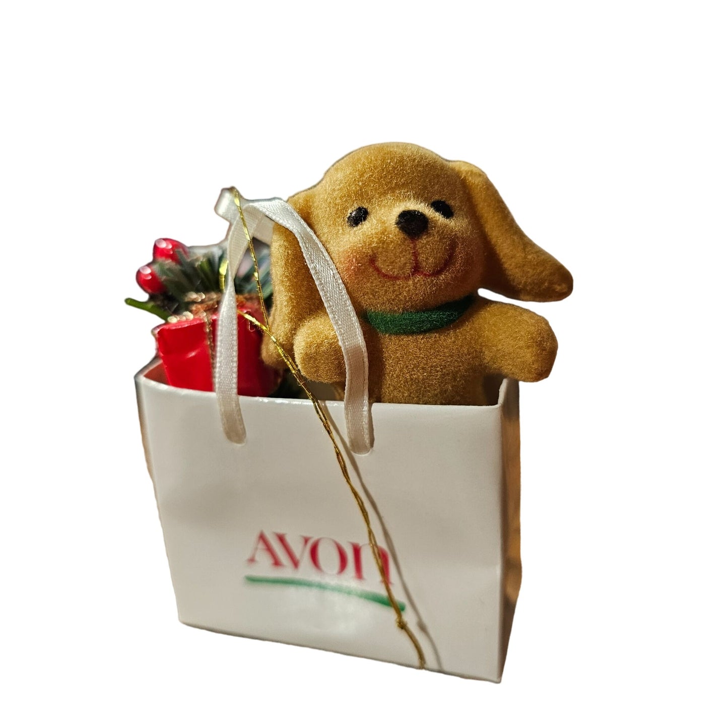 Avon Holiday Friend Dog In Bag Ornament