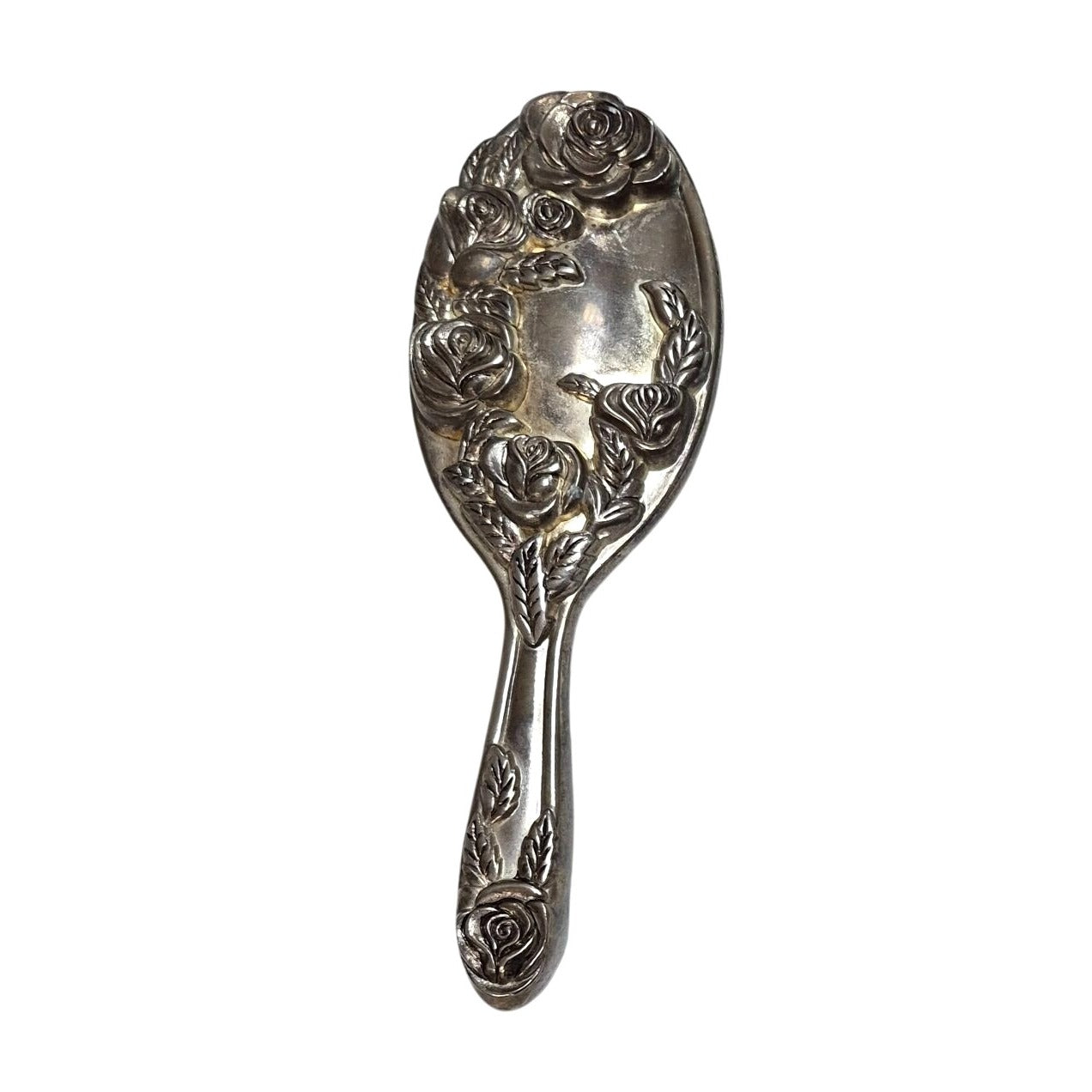 Vintage Godinger Silver Plated Hair Brush Rose Design