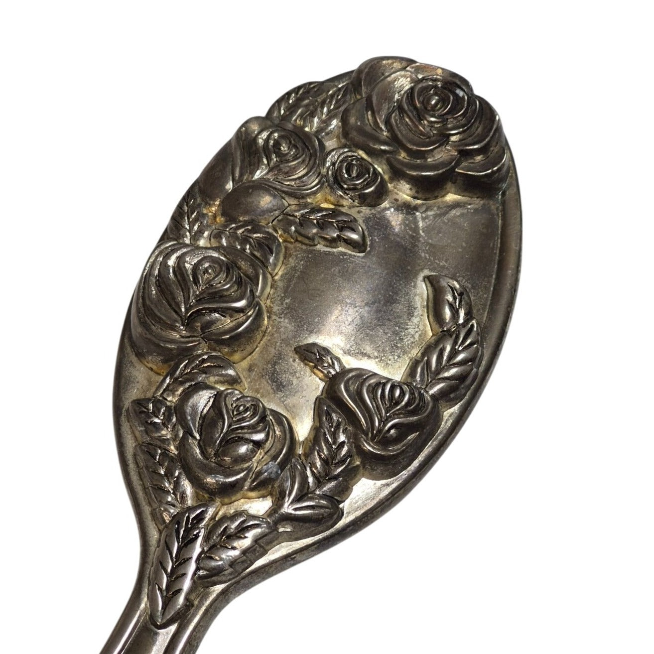 Vintage Godinger Silver Plated Hair Brush Rose Design