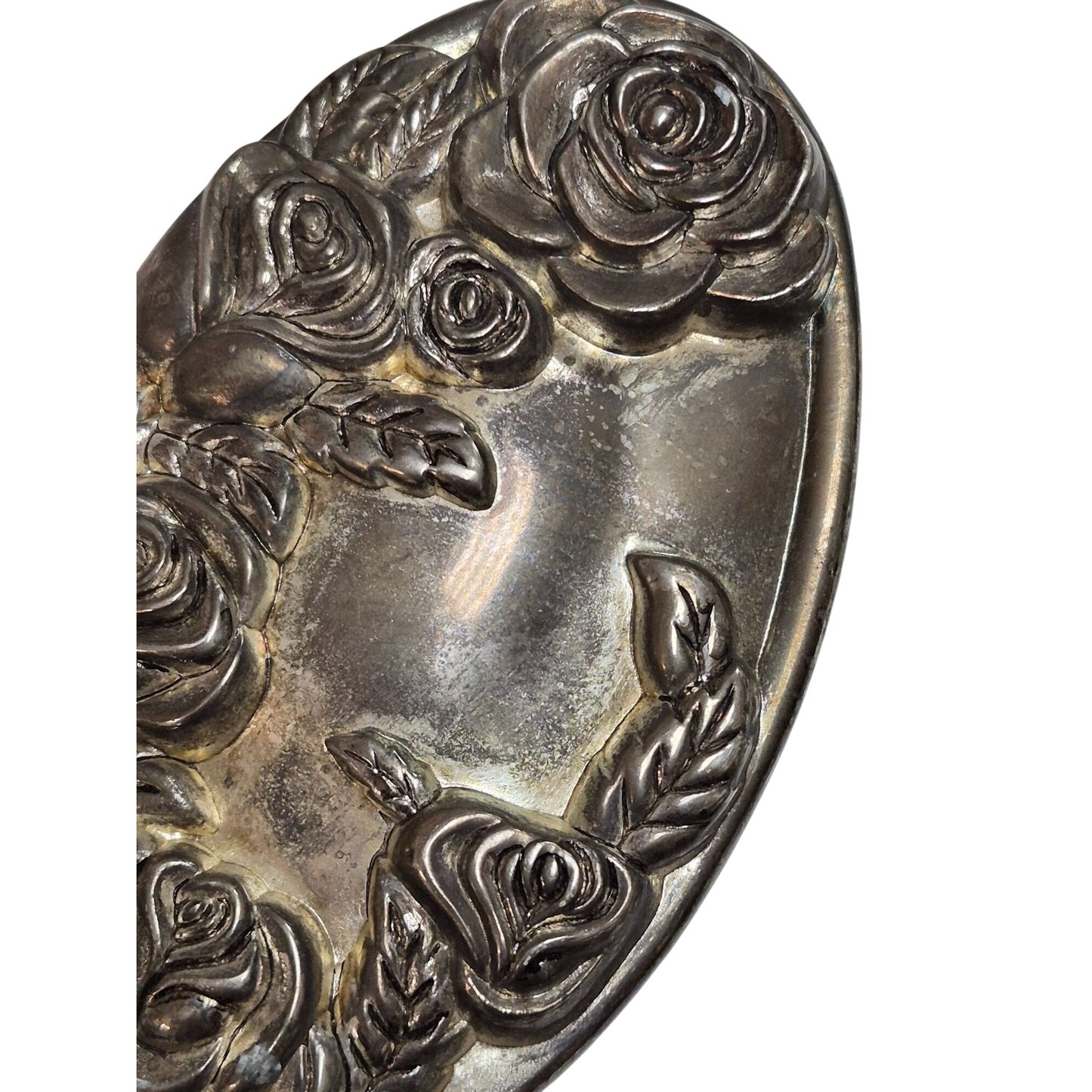 Vintage Godinger Silver Plated Hair Brush Rose Design