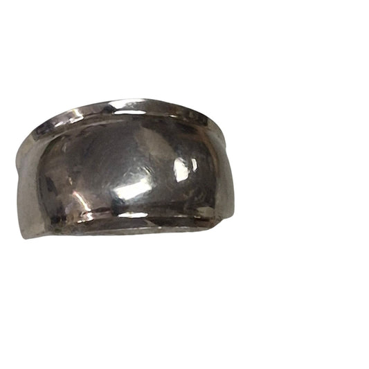 .925 Sterling Silver Dome Ring Size 8.5 Polished Finish Wide Band Women Or Men