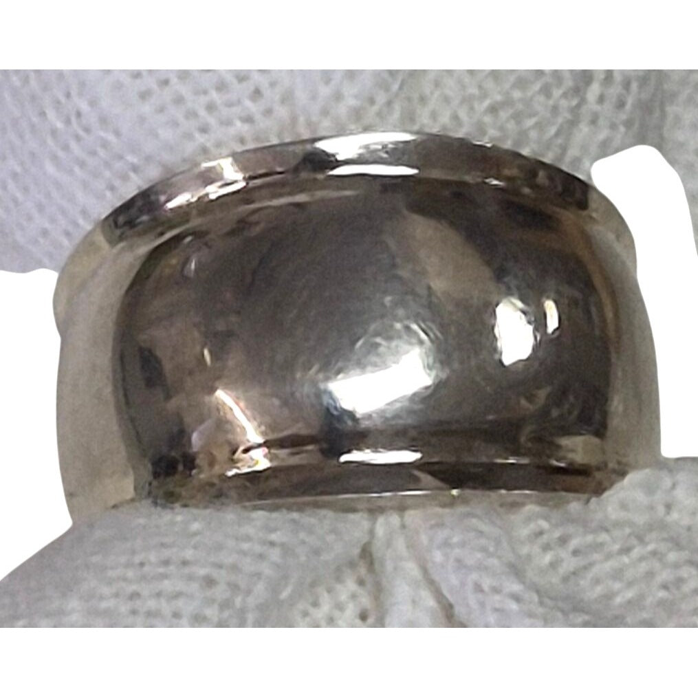 .925 Sterling Silver Dome Ring Size 8.5 Polished Finish Wide Band Women Or Men
